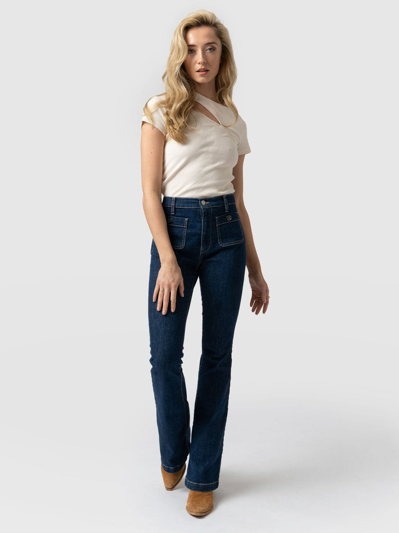 Bowie Stretch Flare Jeans - Mid Blue