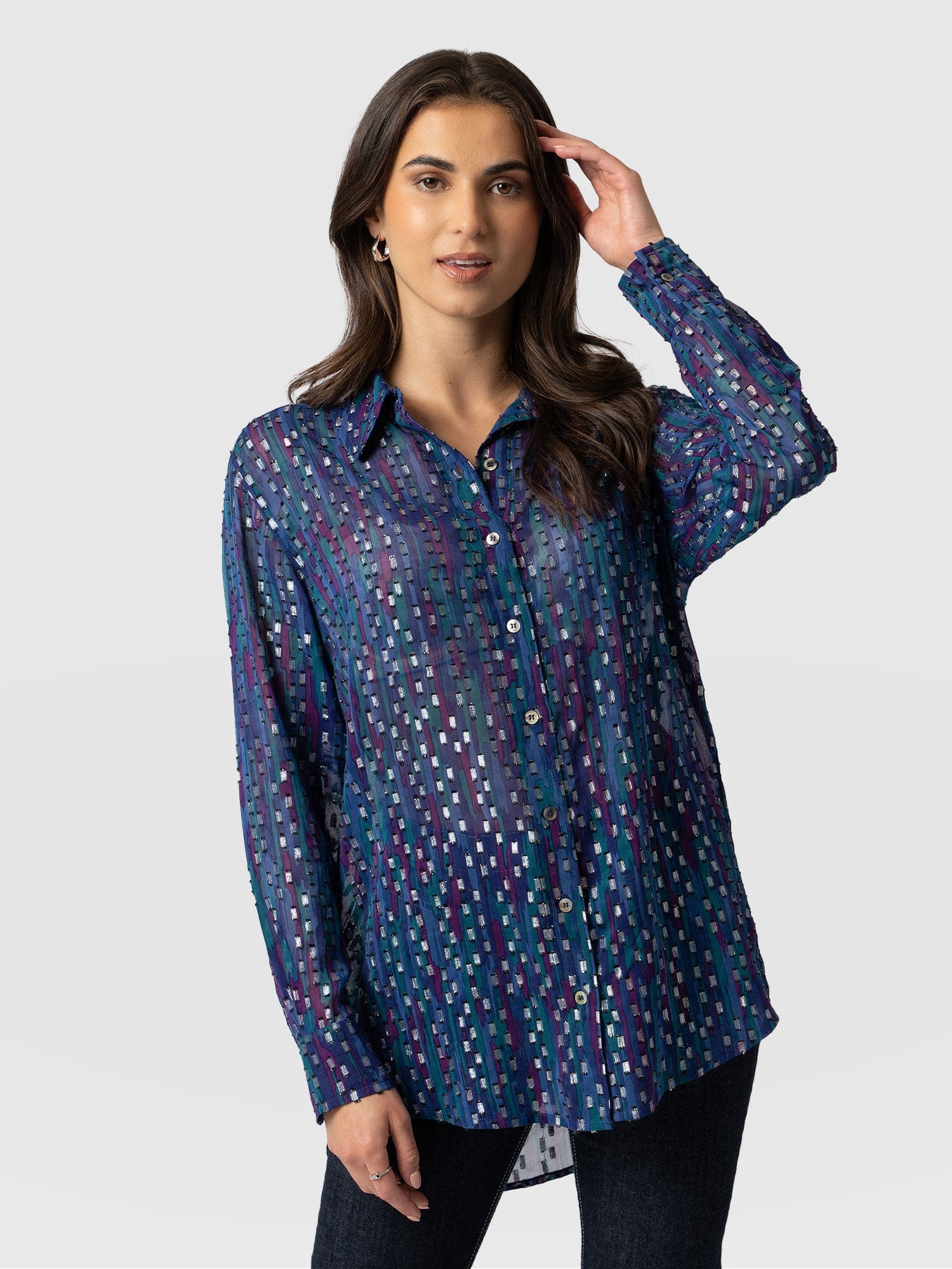 Boyfriend Shirt - Blue Fleck