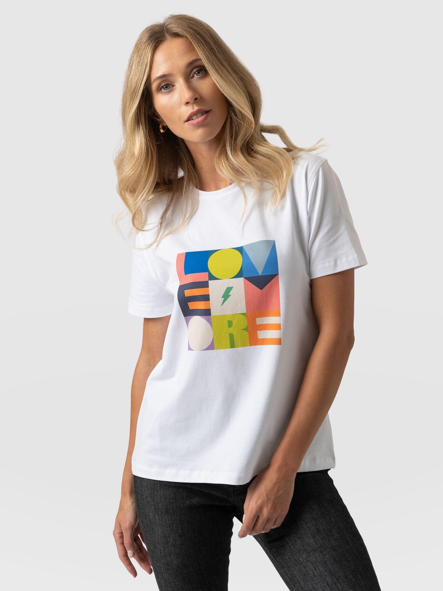 Boyfriend Tee White Love - Women's T-Shirts | Saint + Sofia® UK