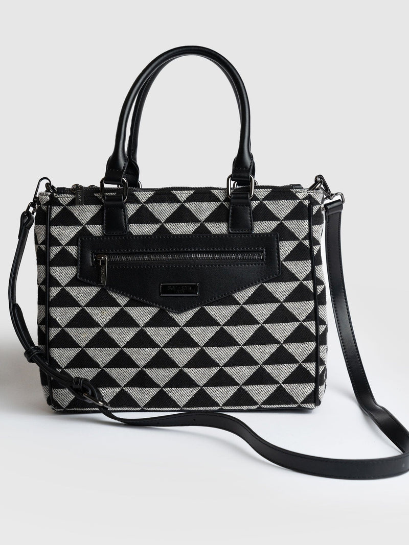Regent Top Handle Handbag - Cream/Black Pyramid