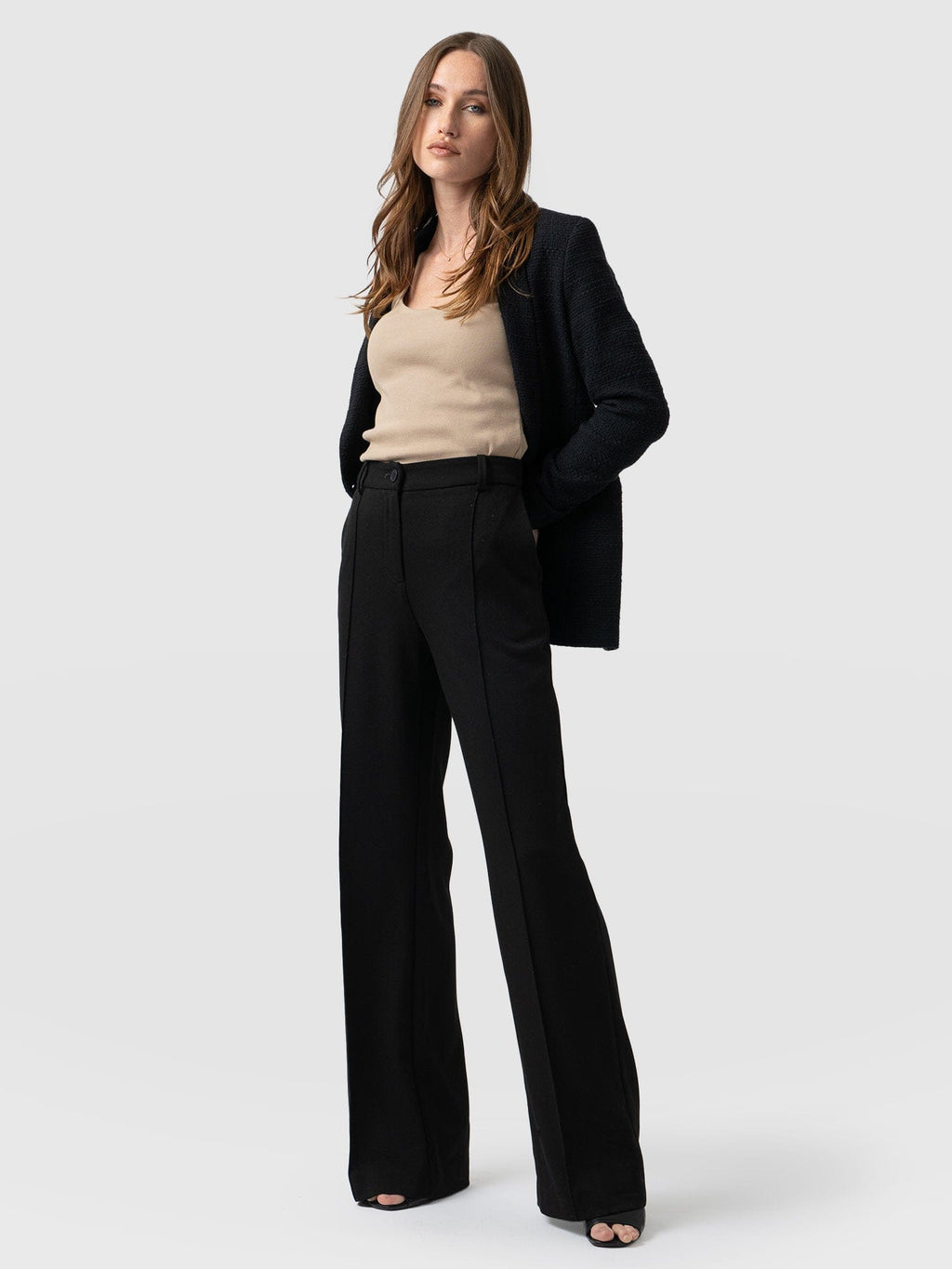 High-waisted tailored trousers - Black - Ladies