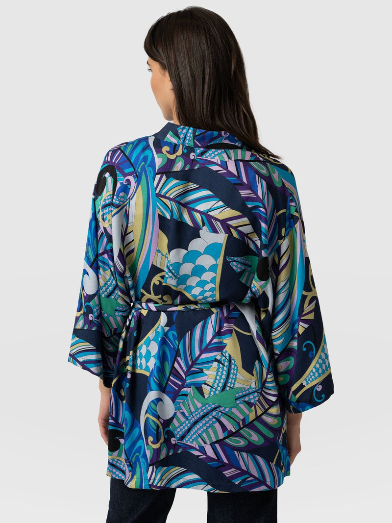 Sunset Kimono - Blue Palm
