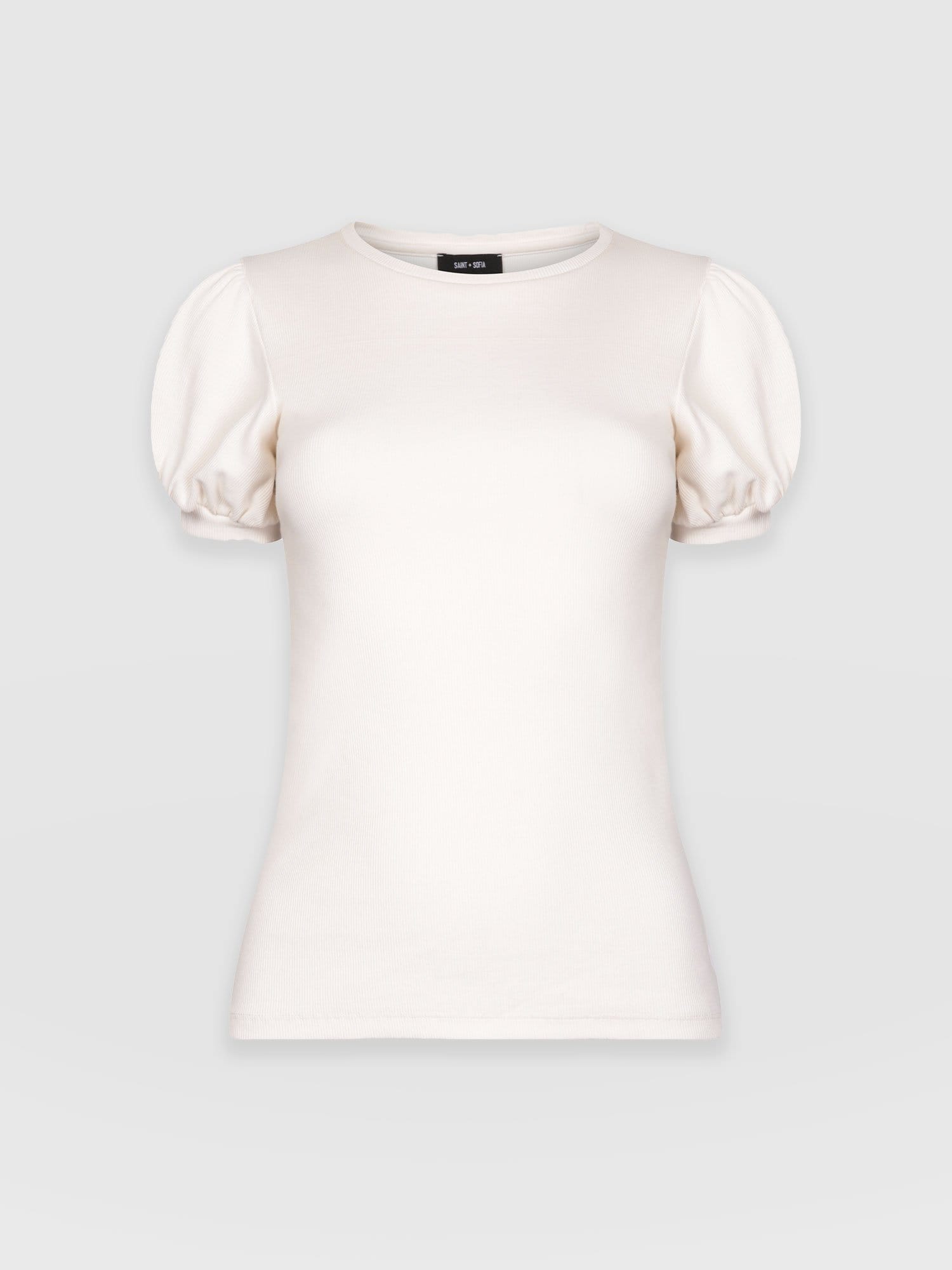 Cavendish Tee Puff Sleeve Cream - Women's T-Shirts | Saint + Sofia® UK