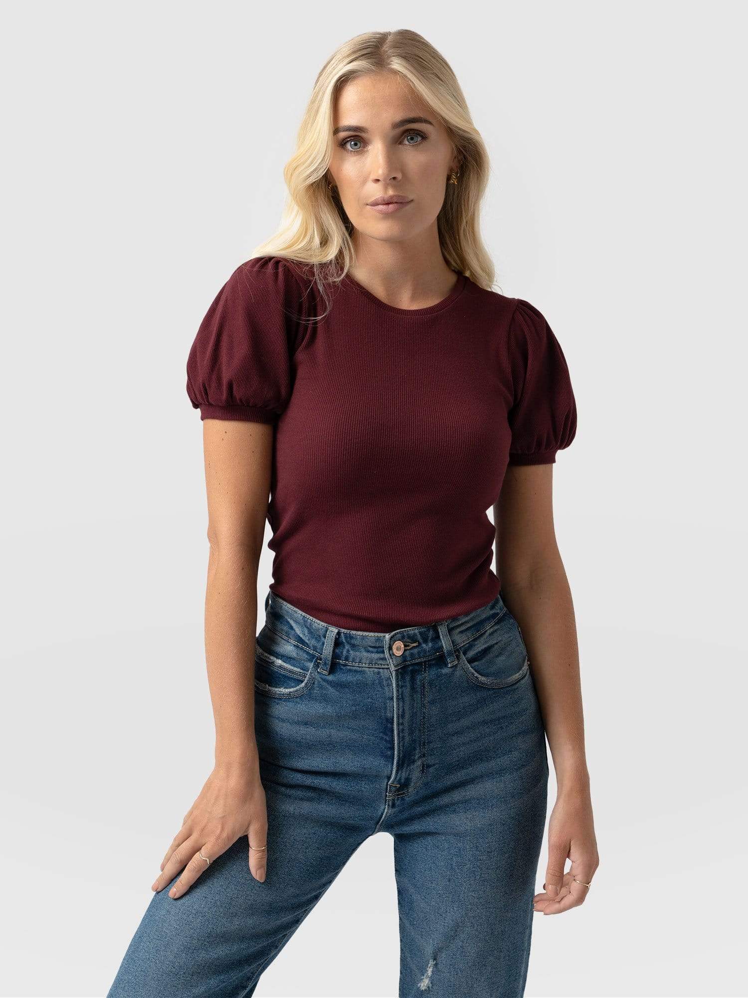 Cavendish Tee Puff Sleeve Pink - Women's T-Shirts | Saint + Sofia® UK