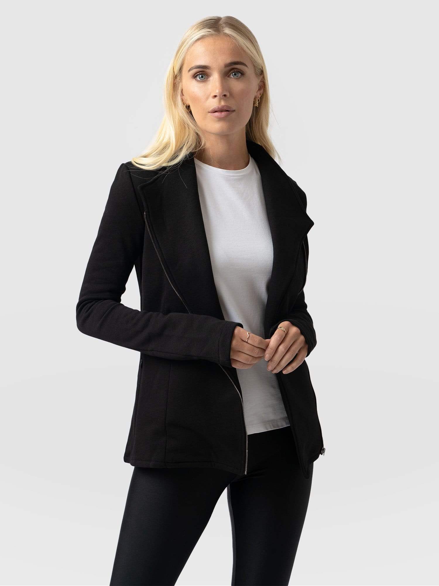 Cotton Biker Jacket Black - Women's Jackets | Saint + Sofia® UK