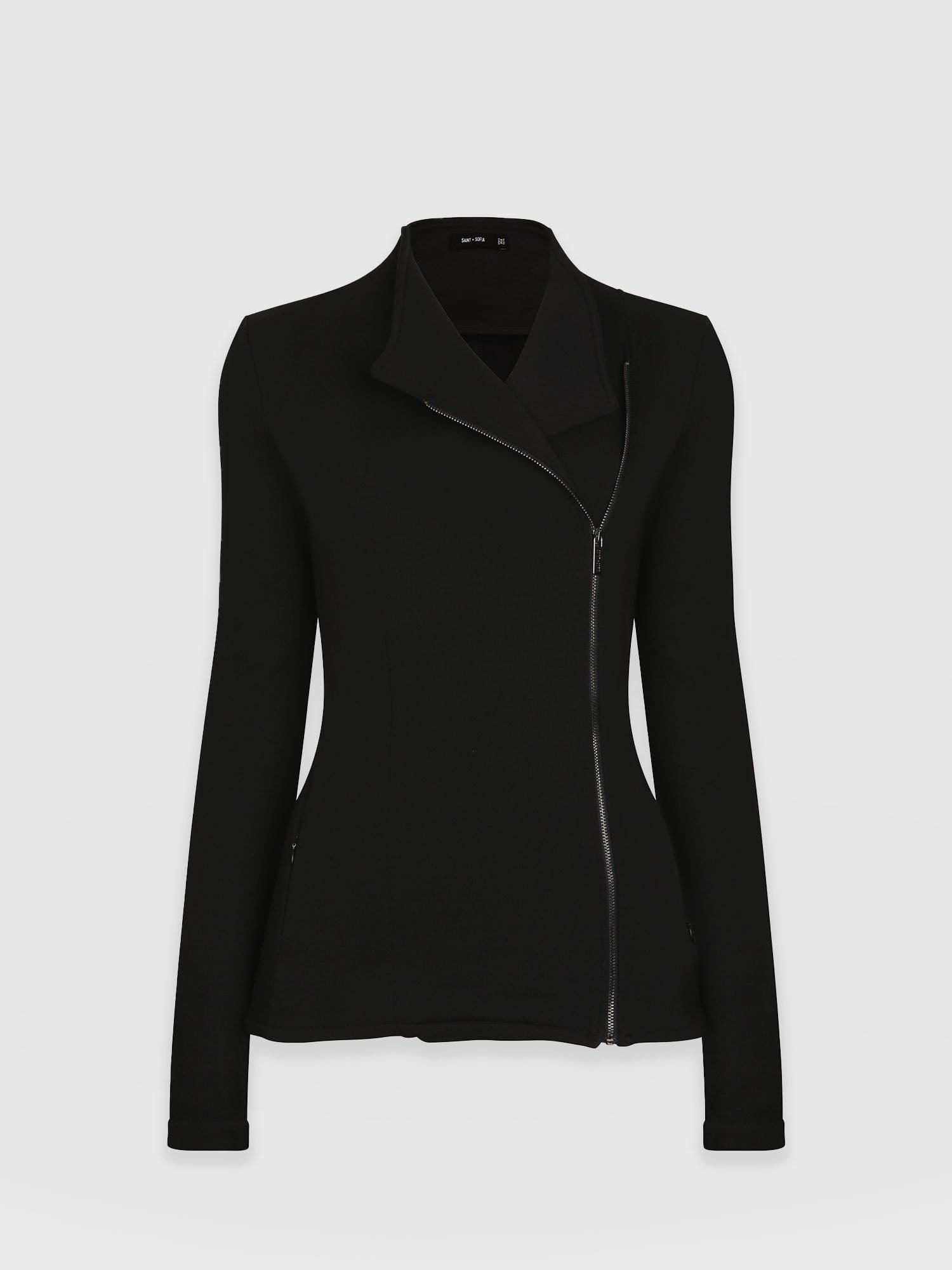 Cotton Biker Jacket Black - Women's Jackets | Saint + Sofia® UK