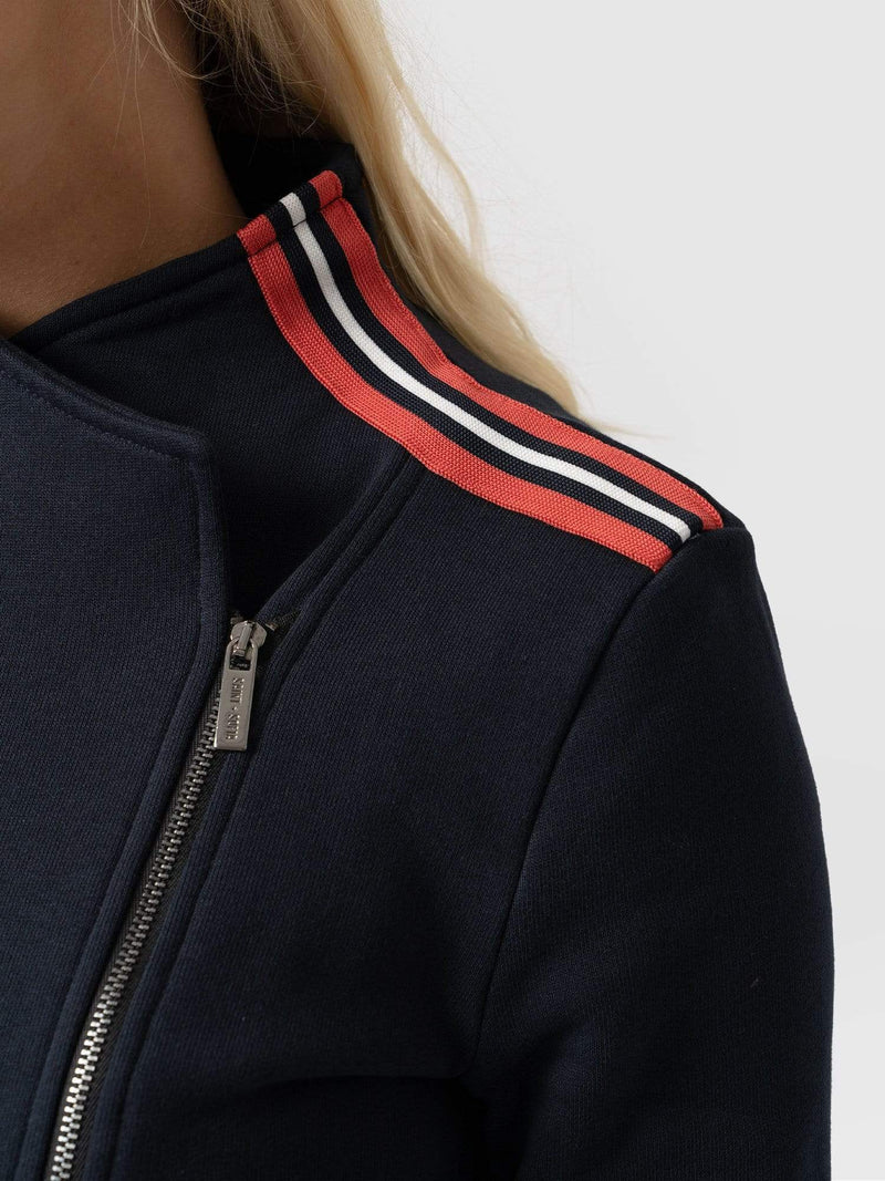 Cotton Biker Jacket - Navy Stripe