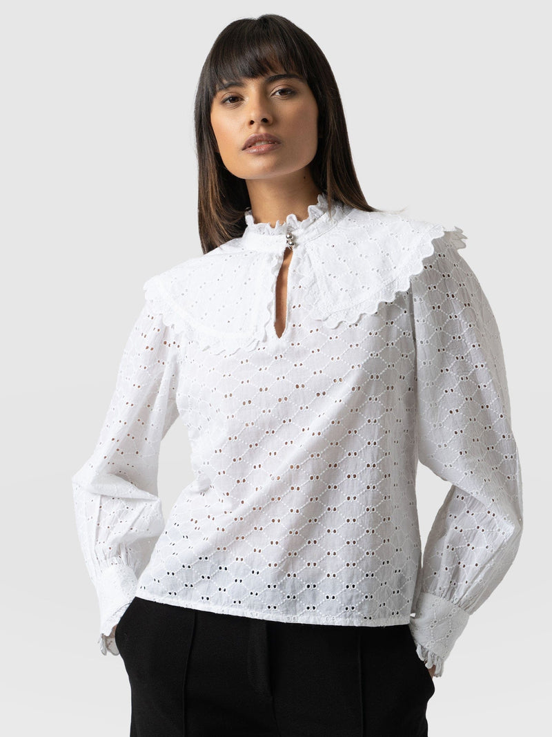 Courtney Collar Blouse - White