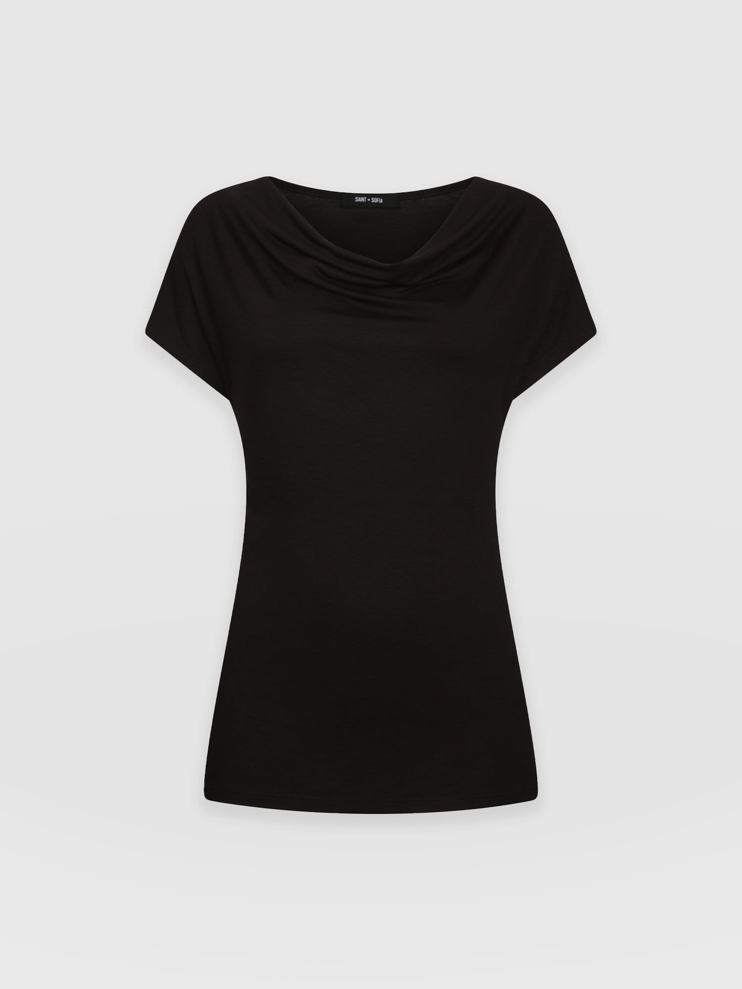 Cowl Neck Tee Black - Women's T-Shirts | Saint + Sofia® UK
