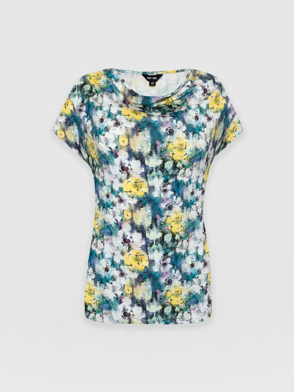 Cowl Neck Tee - Misty Floral