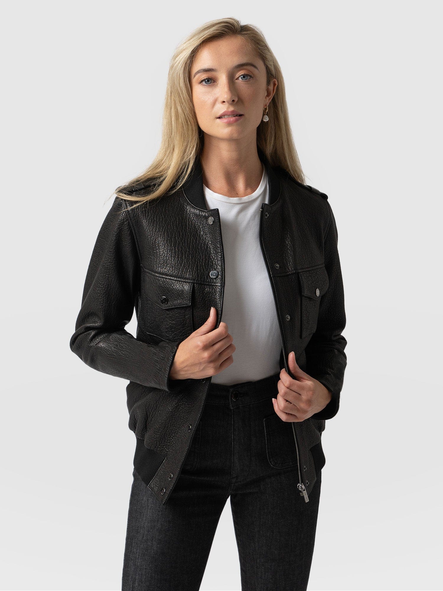 Delphi Leather Bomber Jacket Black Women s Leather Jackets