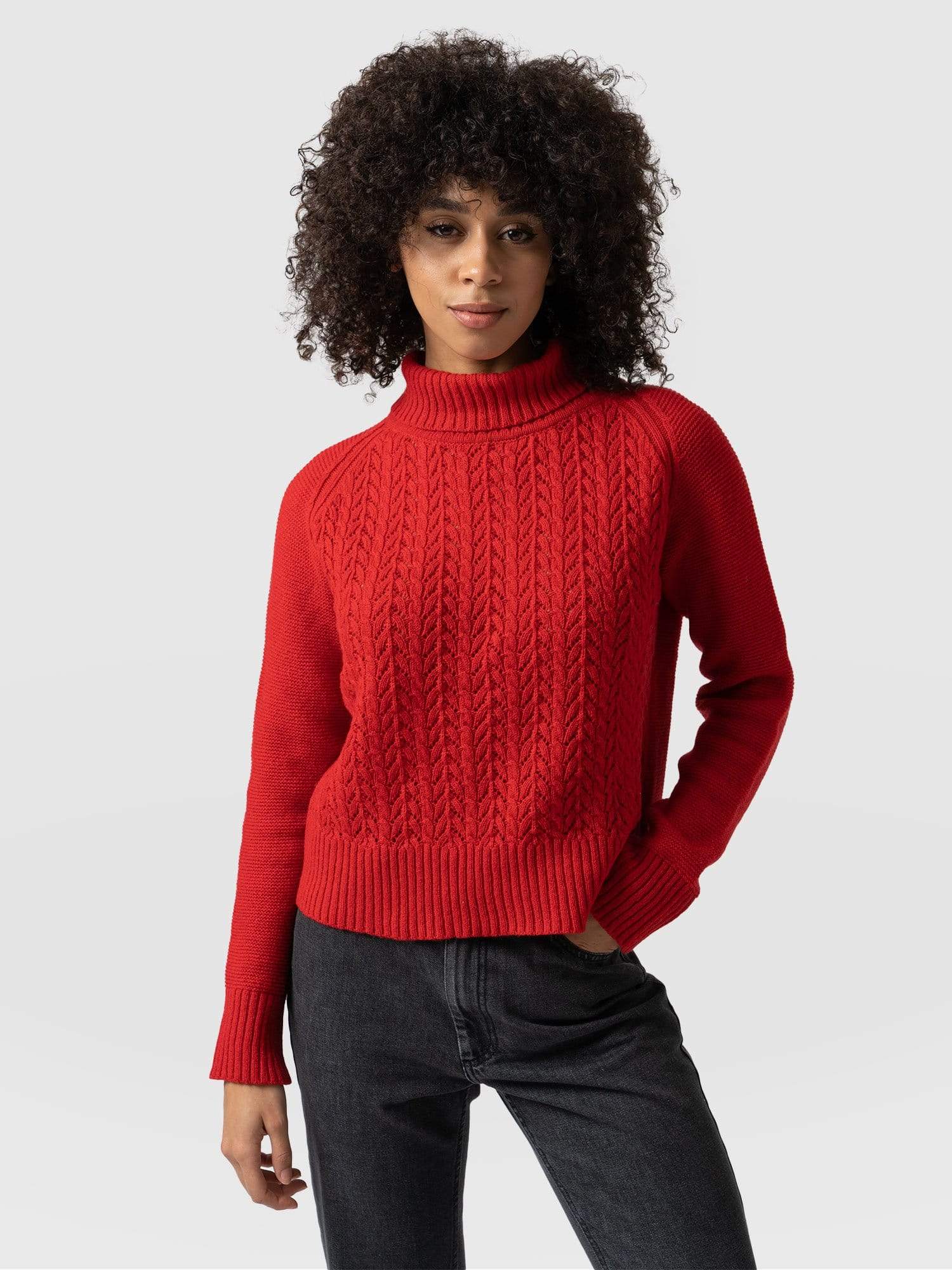 Red knit clearance jumper