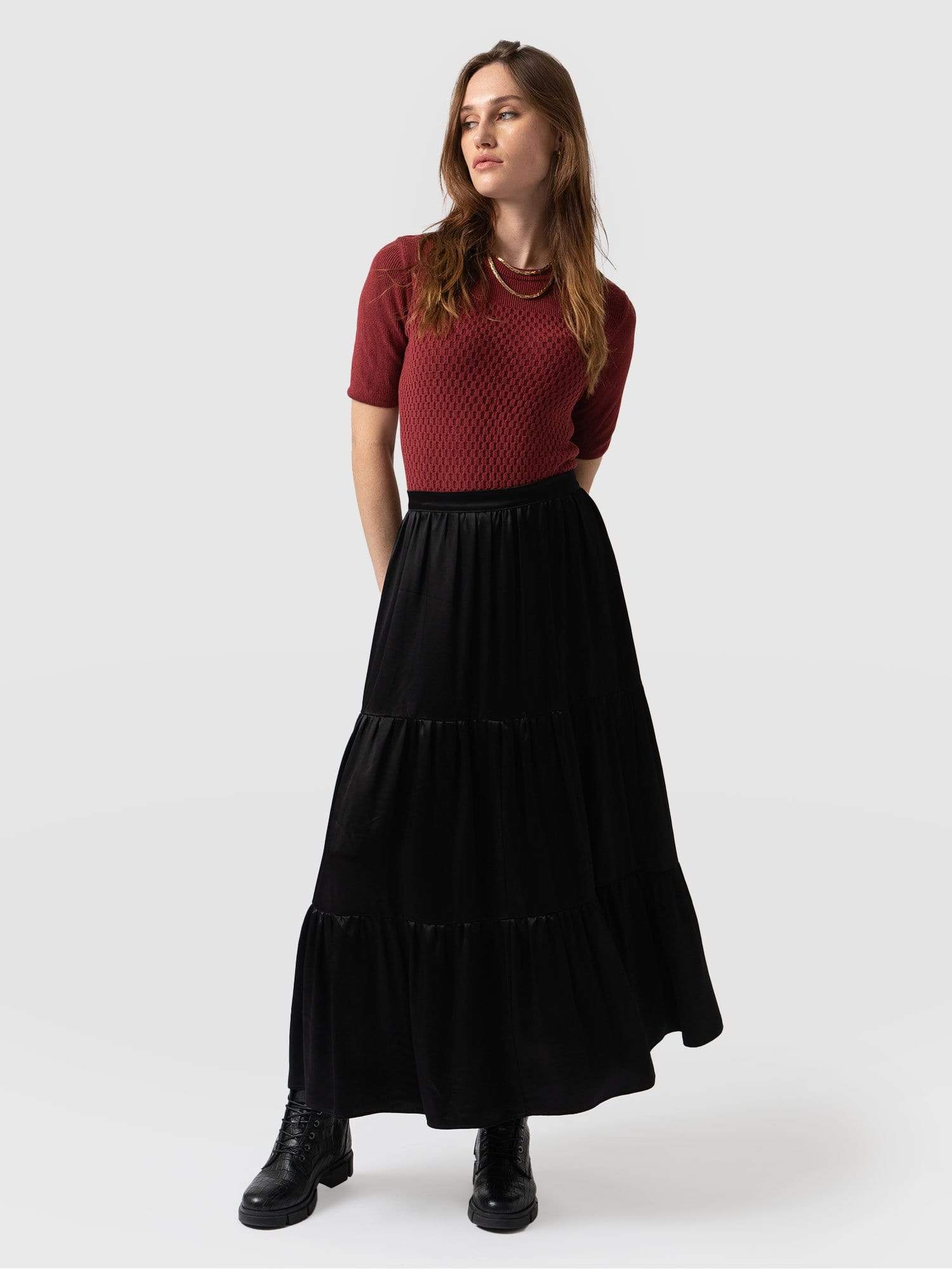 Ladies black outlet maxi skirt uk