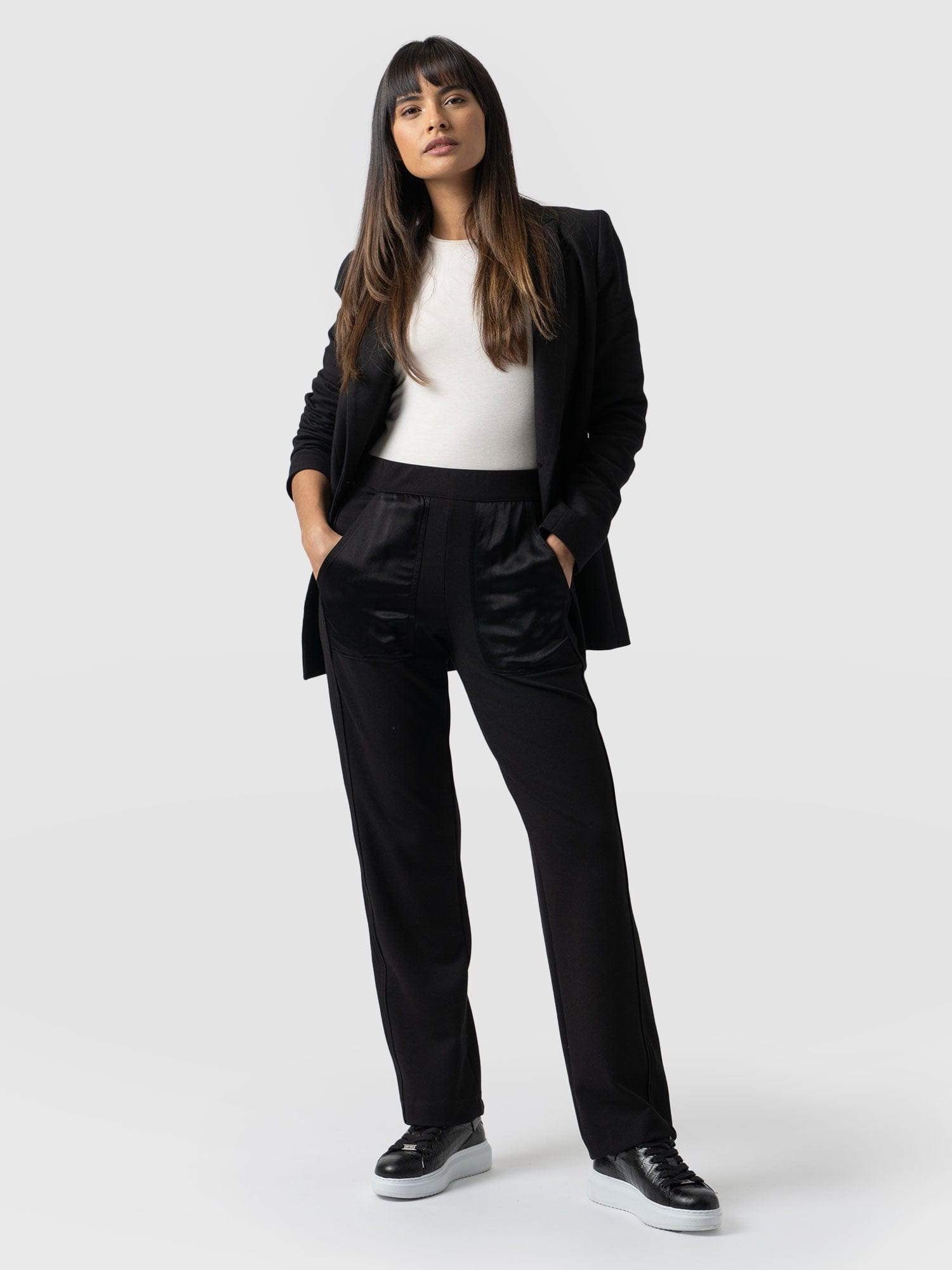 women's Black Trousers, Black Casual & Work Trousers | Klass