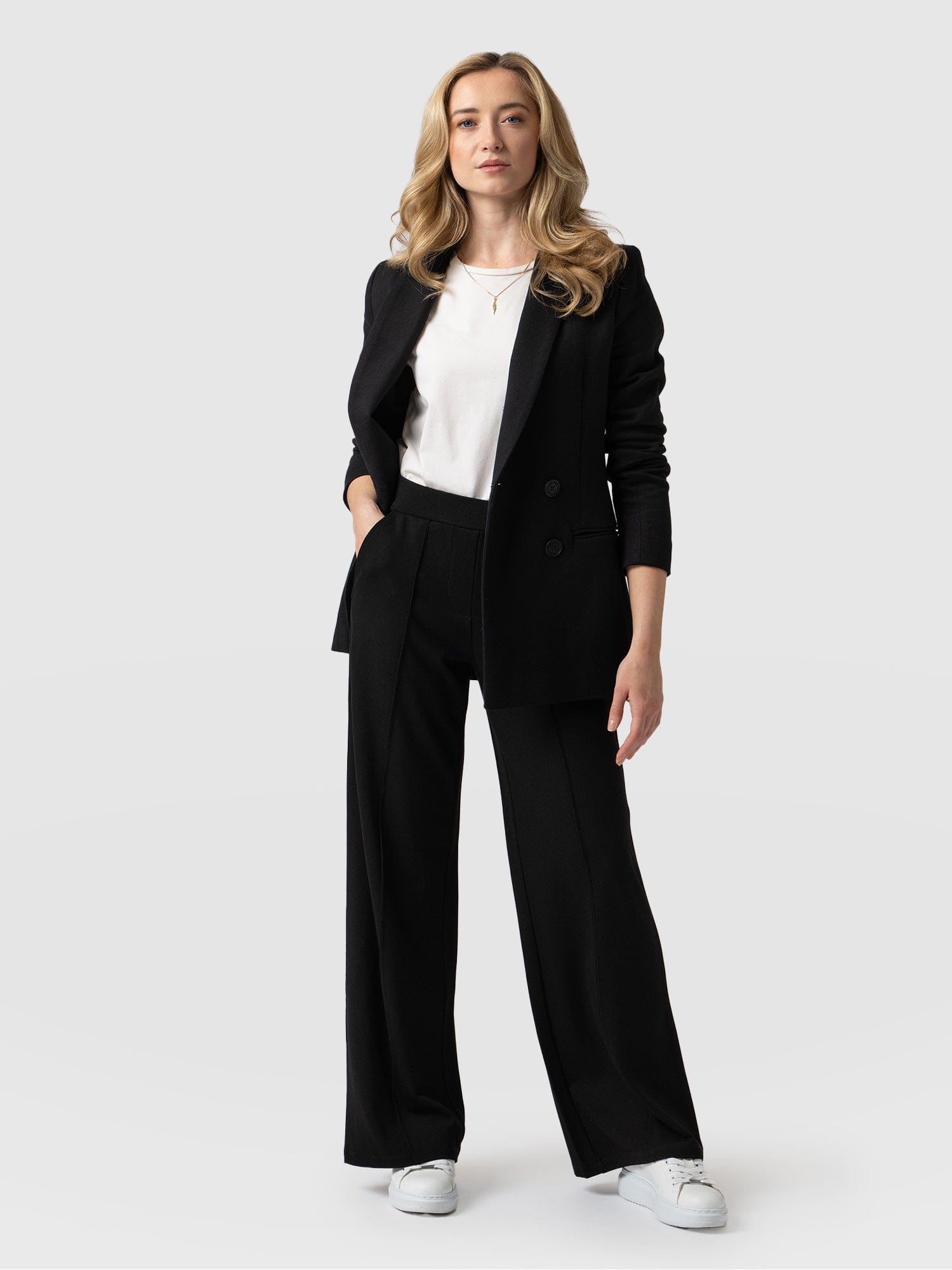 Relaxed Fit Blazer & Wide Leg Trouser Suit | boohoo