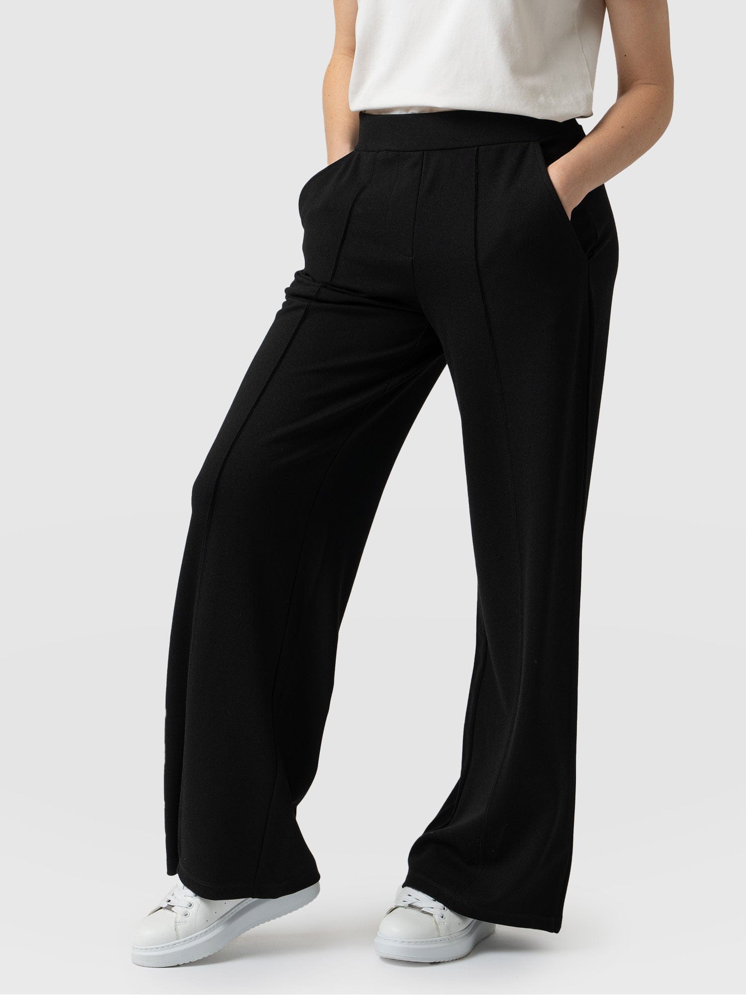 Black women's 2025 trousers with pockets