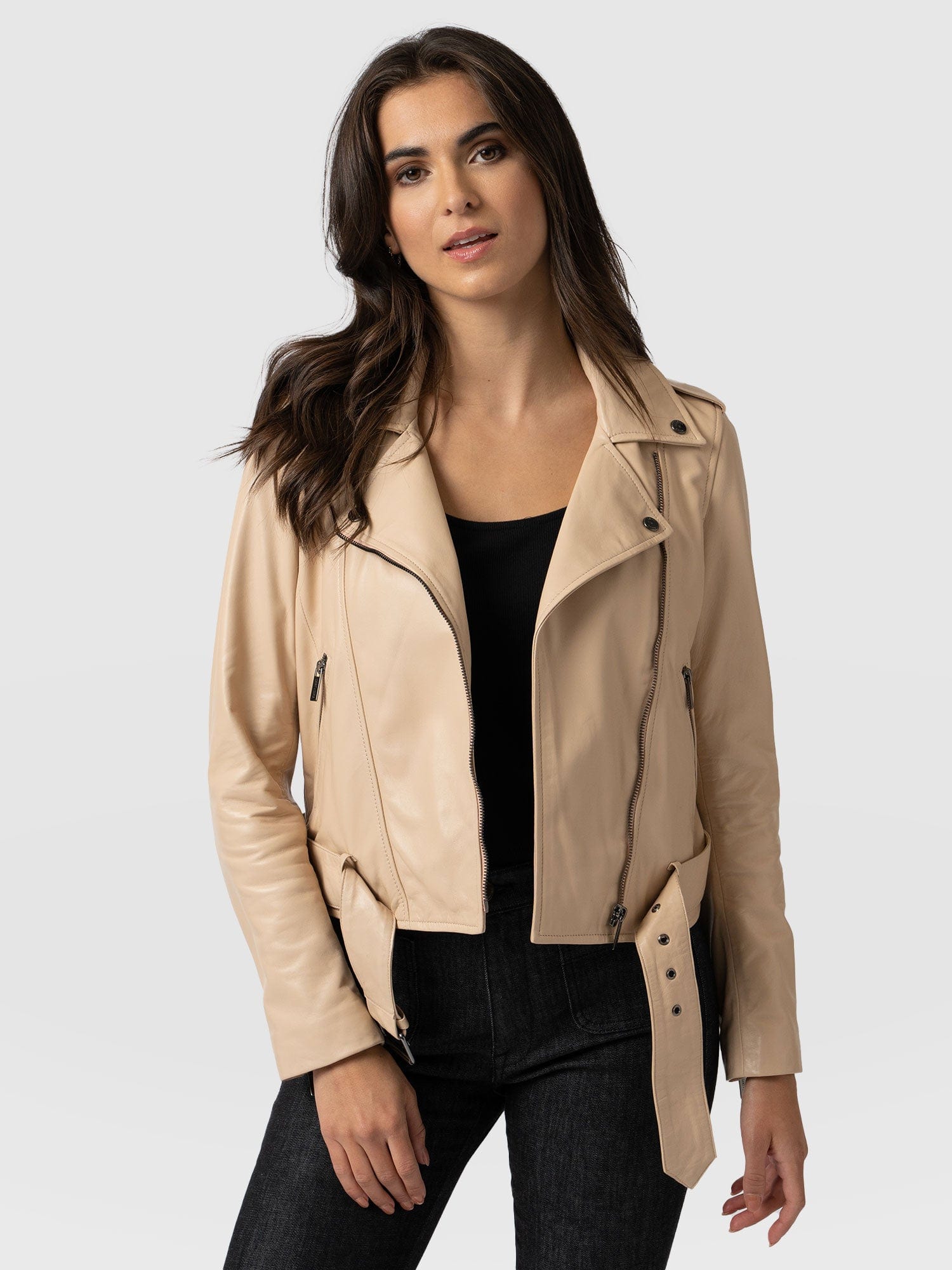 Luther Leather Jacket Nude - Women's Leather Jacket | Saint + Sofia® UK ...