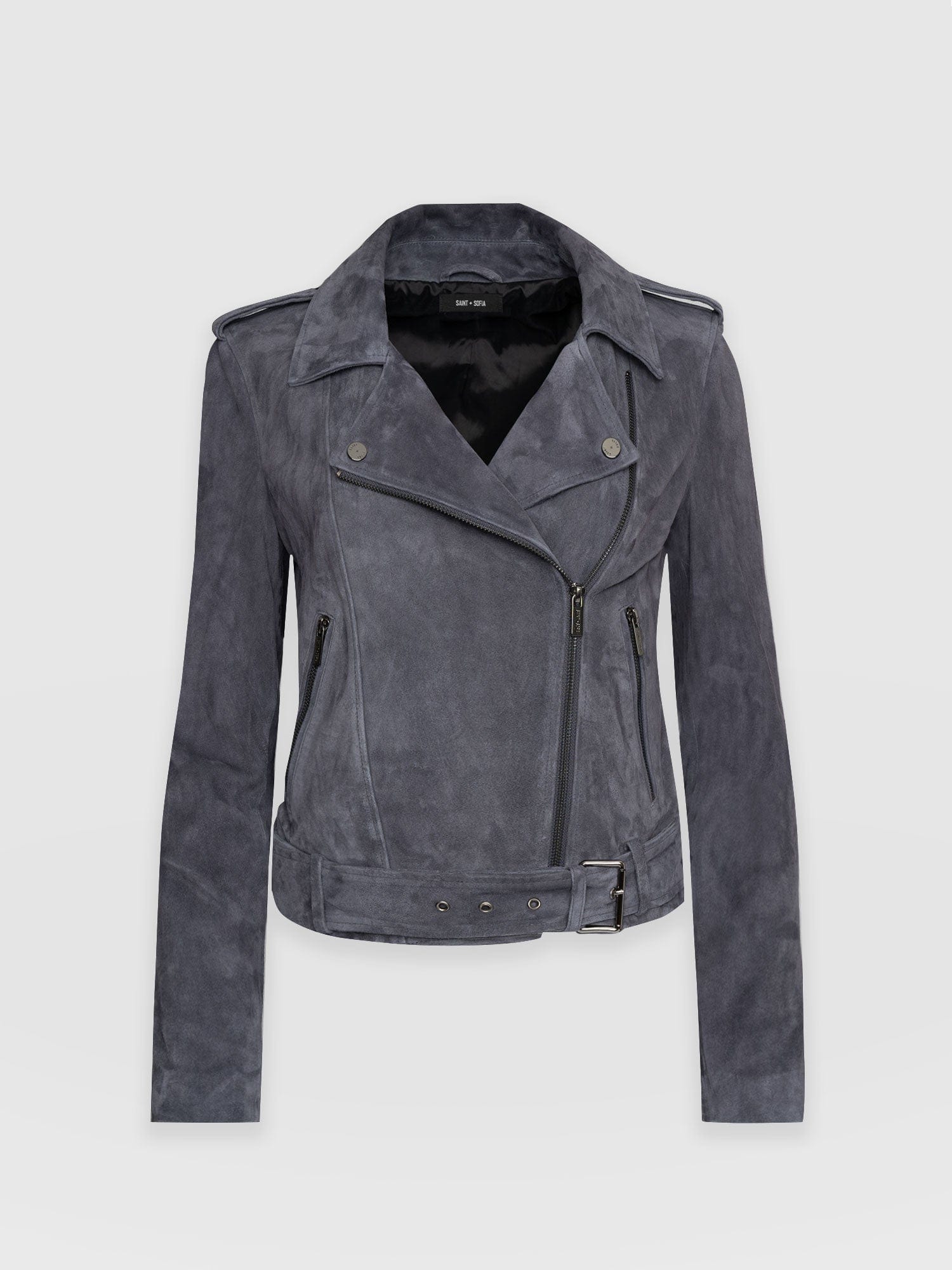 Grey leather jacket hot sale womens uk