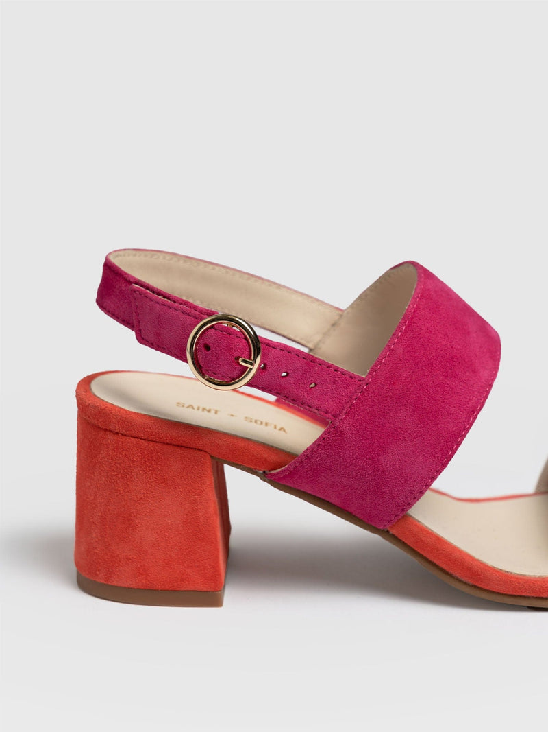 Maida Block Heeled Sandal - Pink & Orange