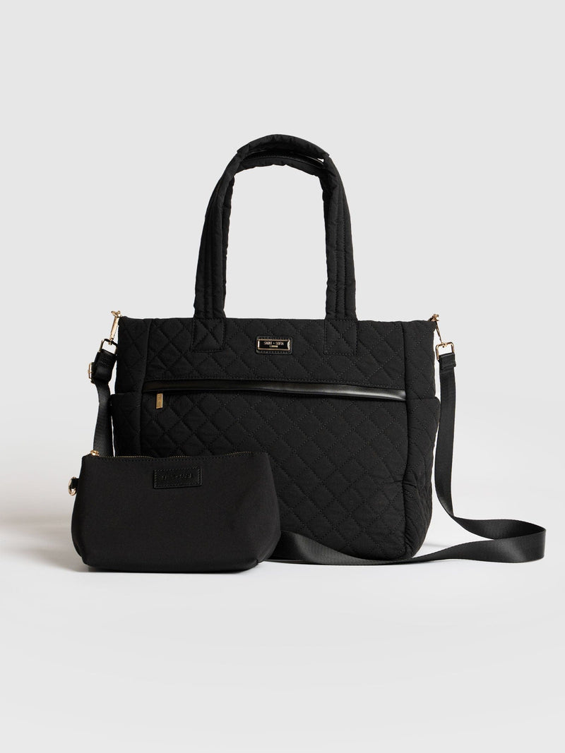 Marina Quilted Shopper Bag - Black