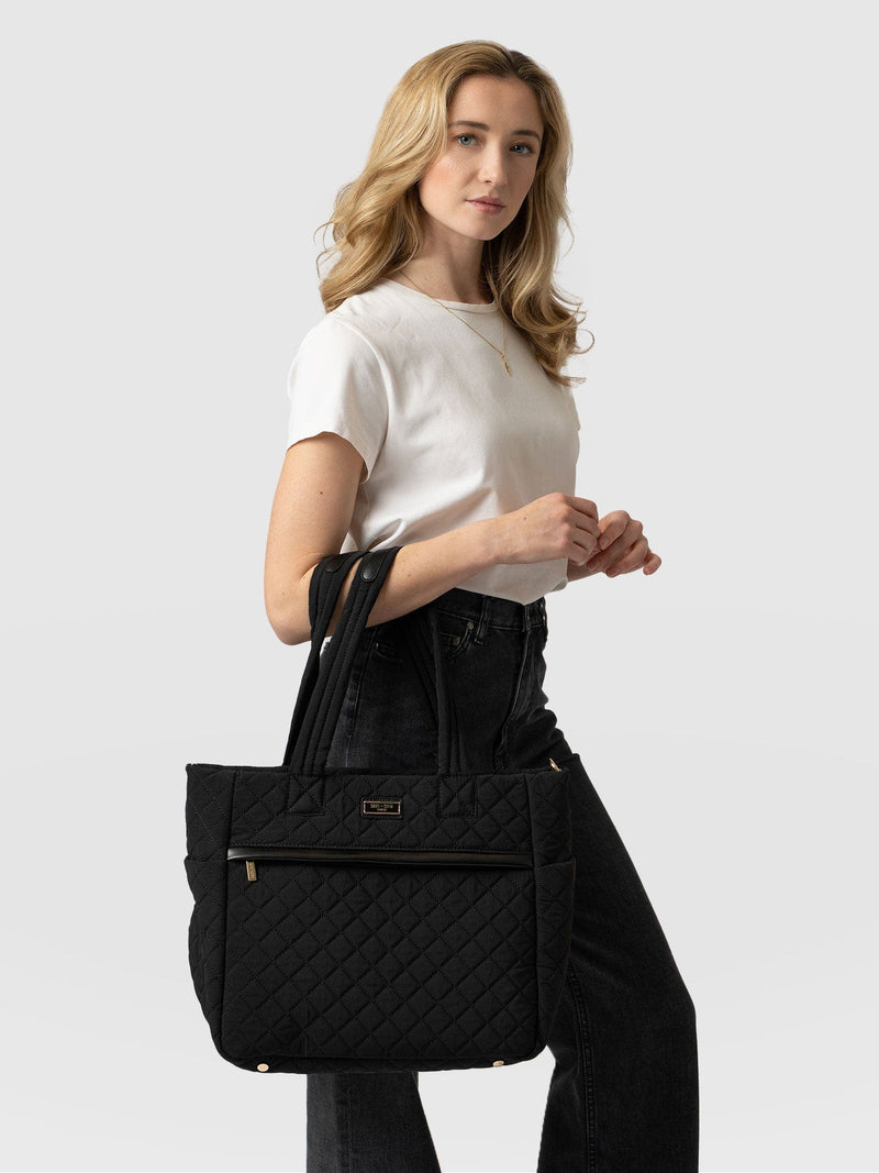 Marina Quilted Shopper Bag - Black