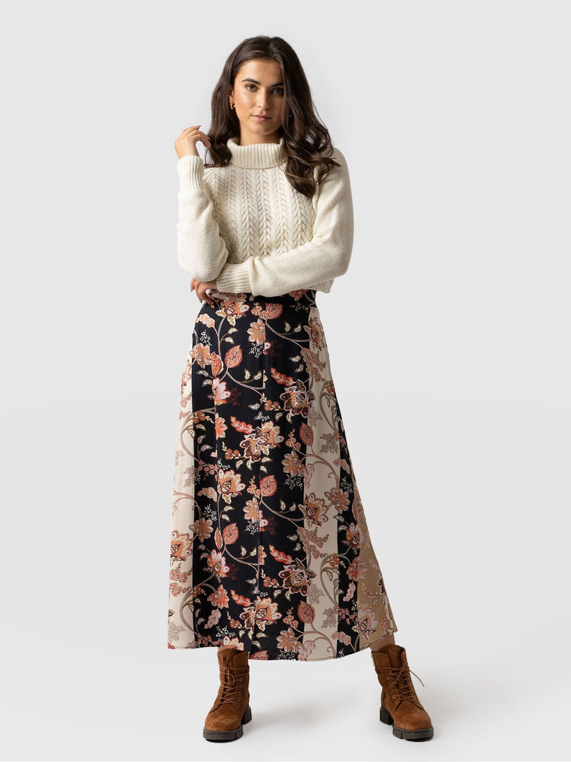 Marina Midi Skirt - Paisley Stripe