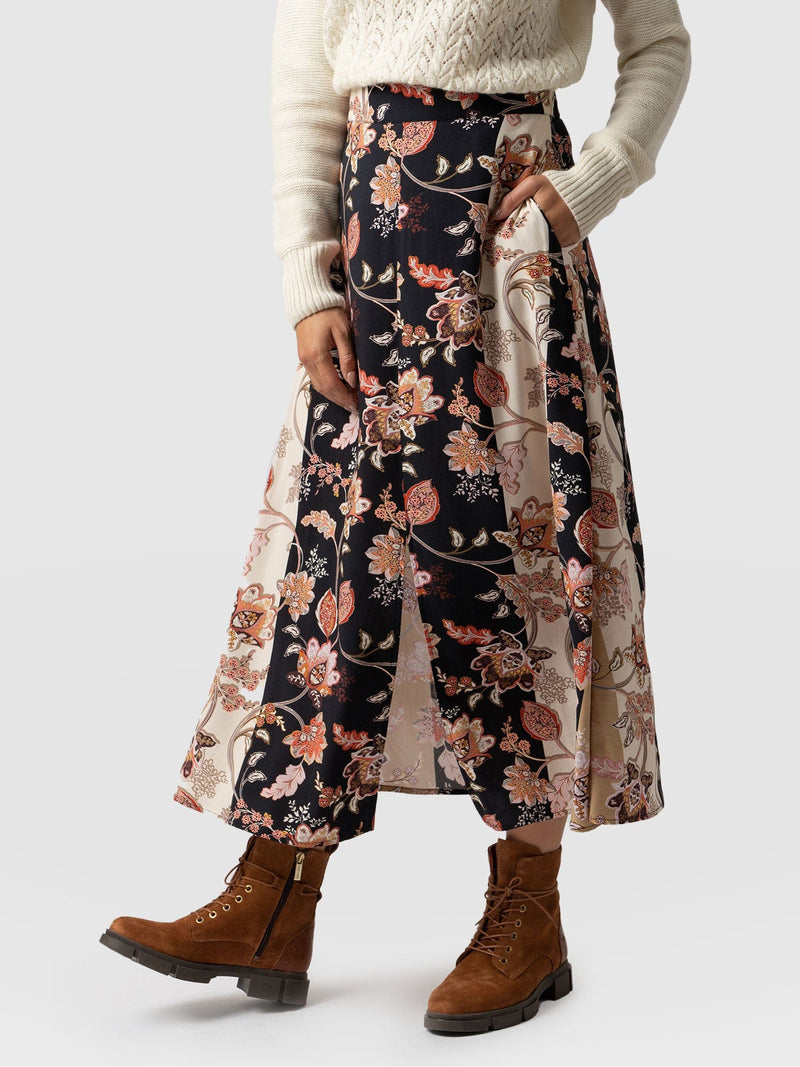 Marina Midi Skirt - Paisley Stripe