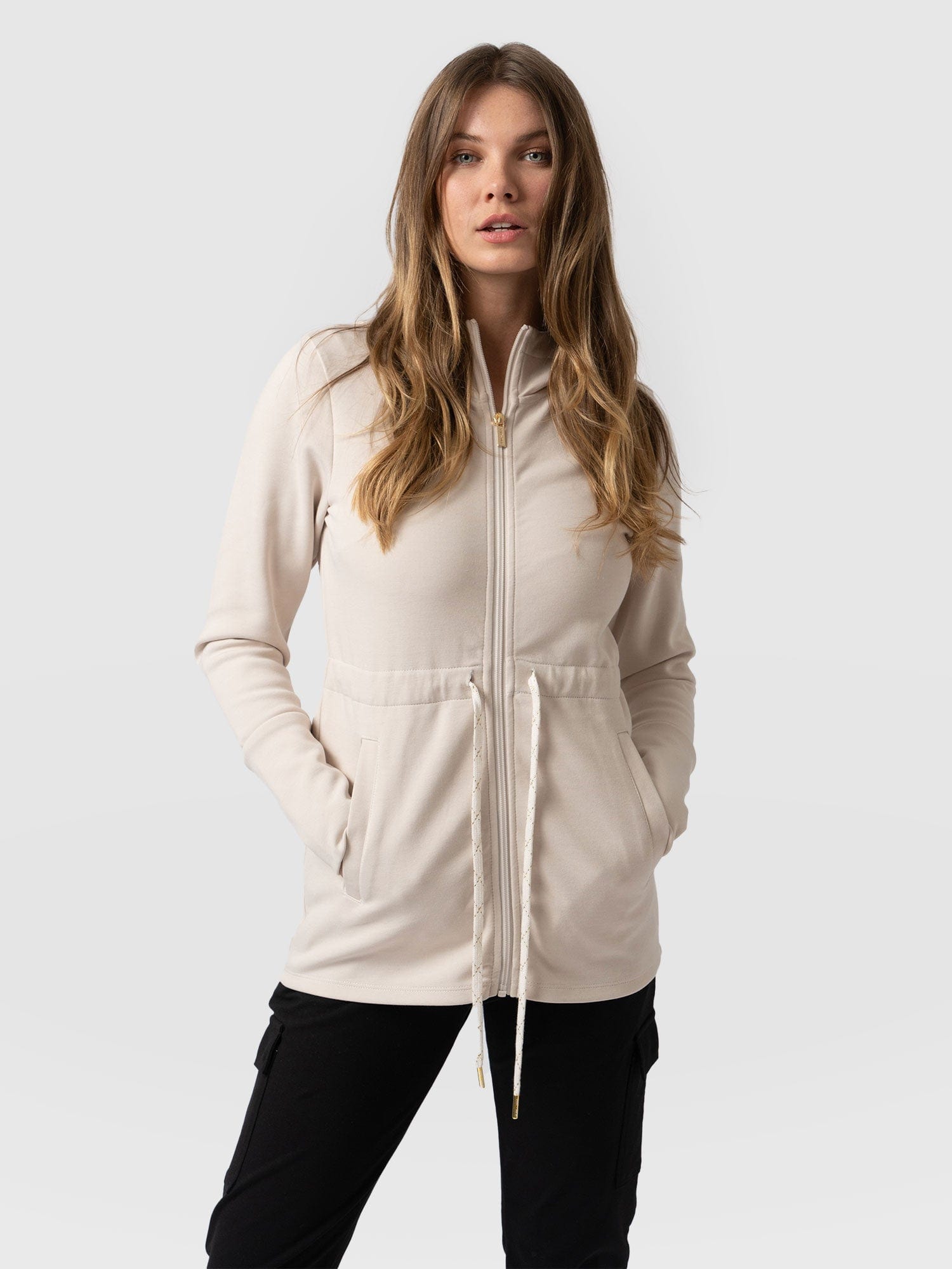 Patti Zip Up Hoodie - Light Beige