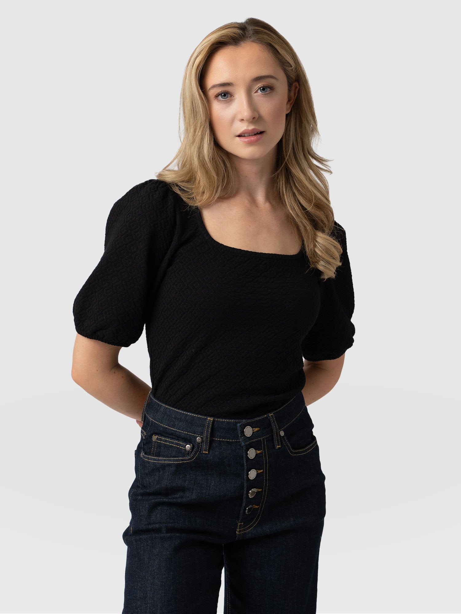 Olivia Puff Sleeve Tee - Black