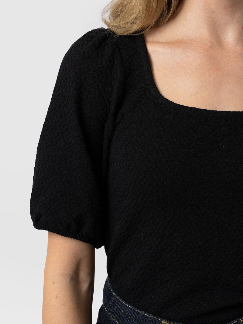 Olivia Puff Sleeve Tee - Black