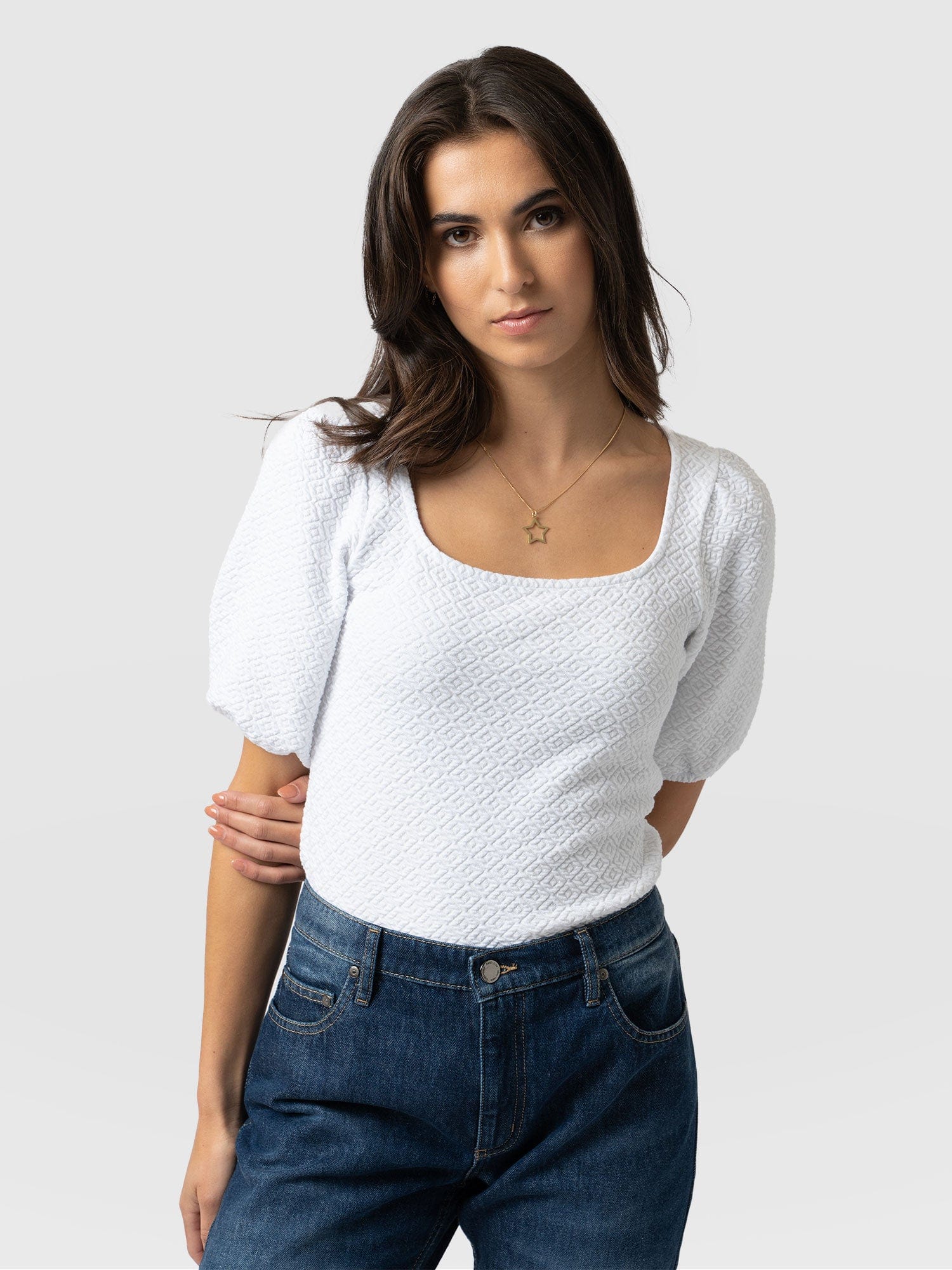 Olivia Puff Sleeve Tee  - White