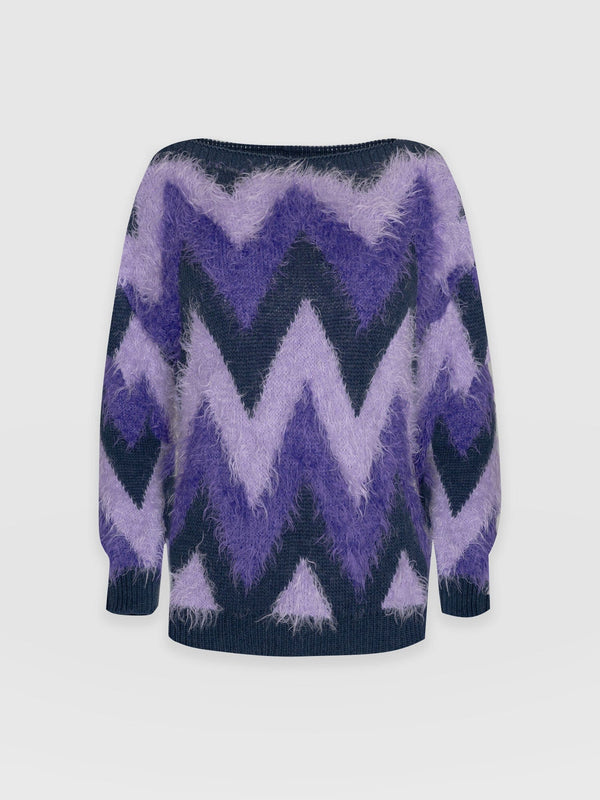 Orla Chevron Sweater - Purple