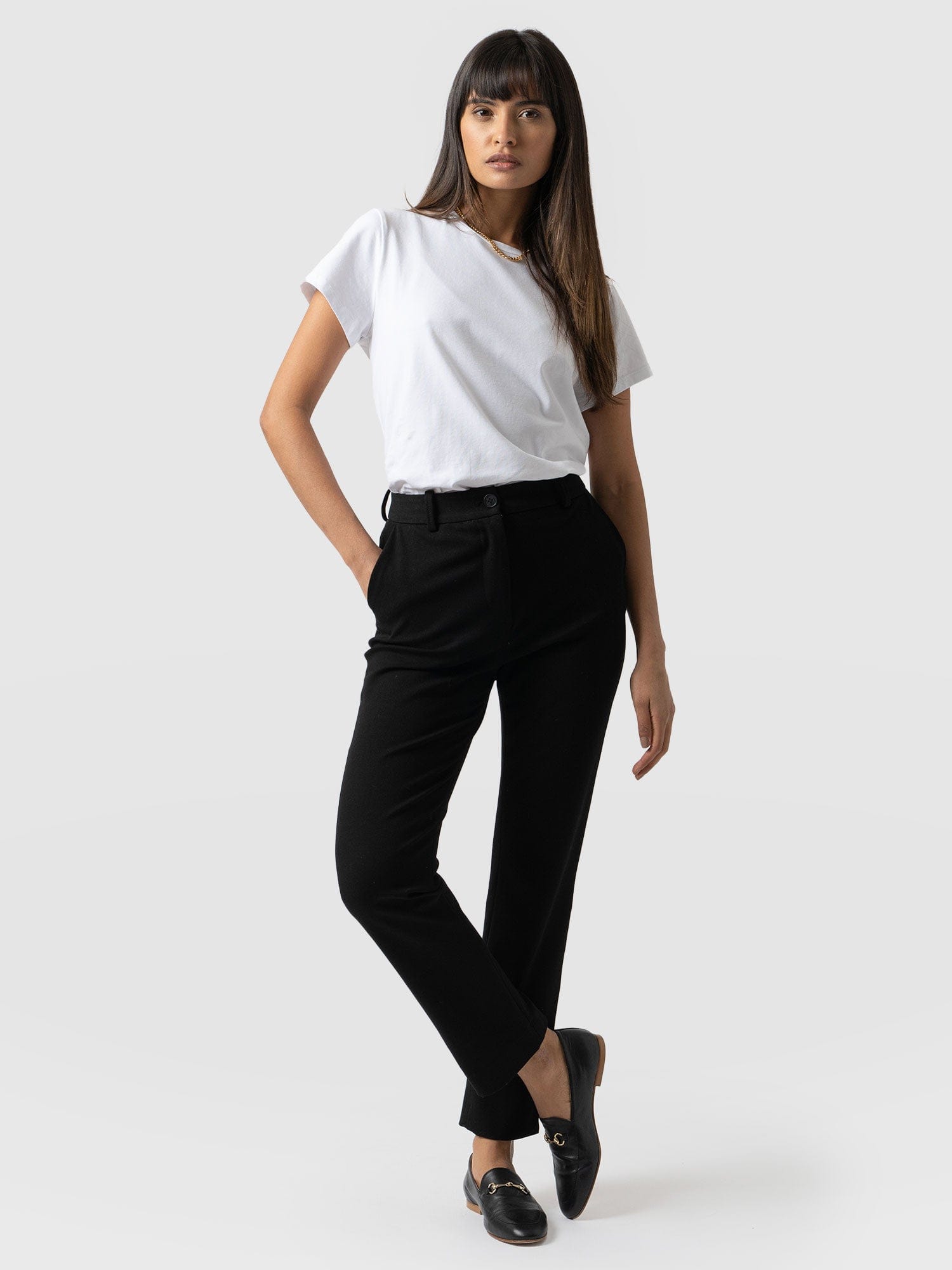 Black Straight Fit Trousers (Regular) - Matalan