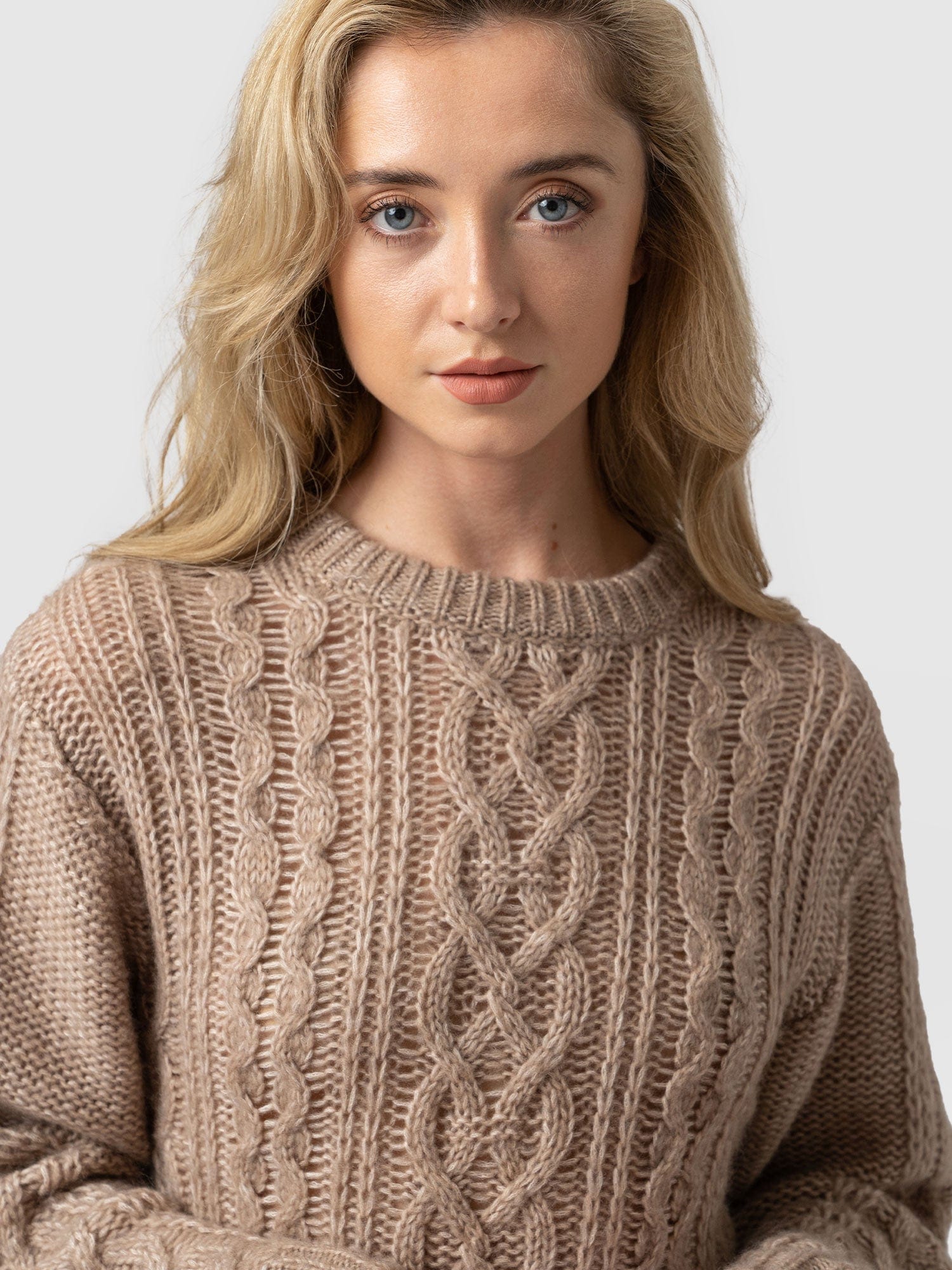 Penny Cable Jumper Beige Women s Jumpers Saint Sofia UK