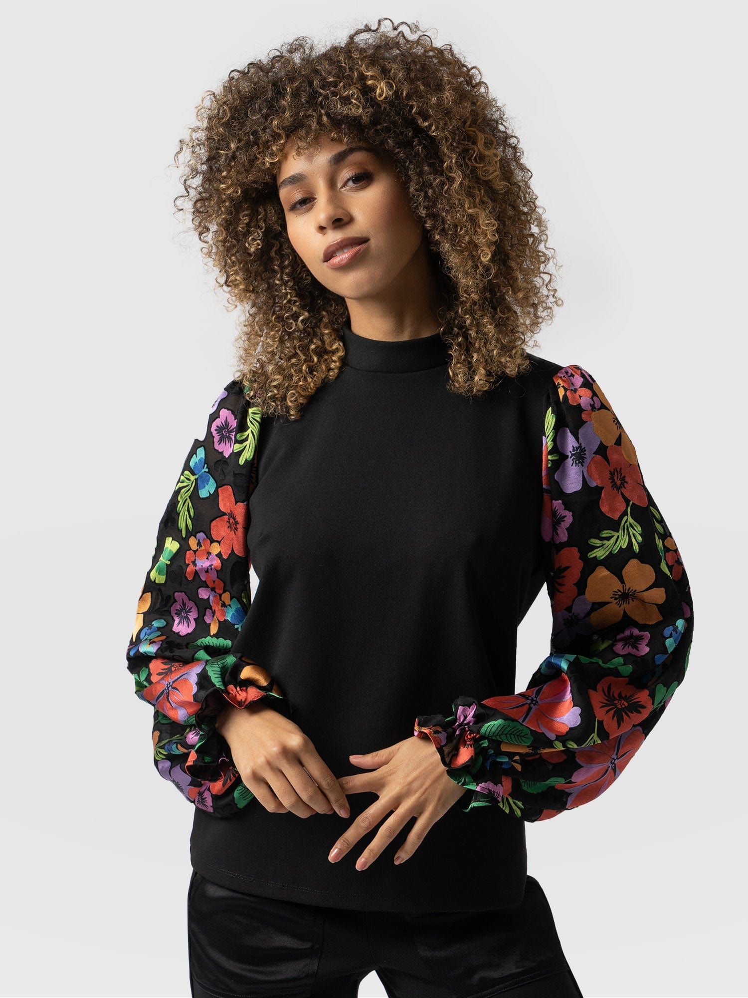 Penny Puff Sleeve Long Sleeve - Pop Floral