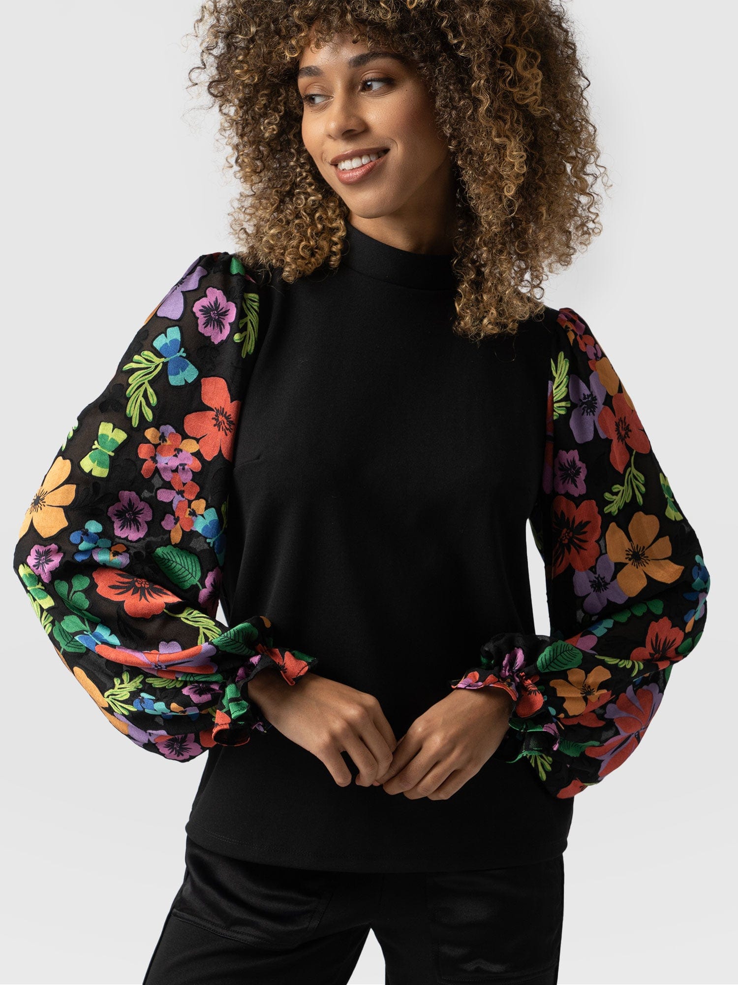 Penny Puff Sleeve Long Sleeve Pop Floral - Women's Tops | Saint + Sofia® UK