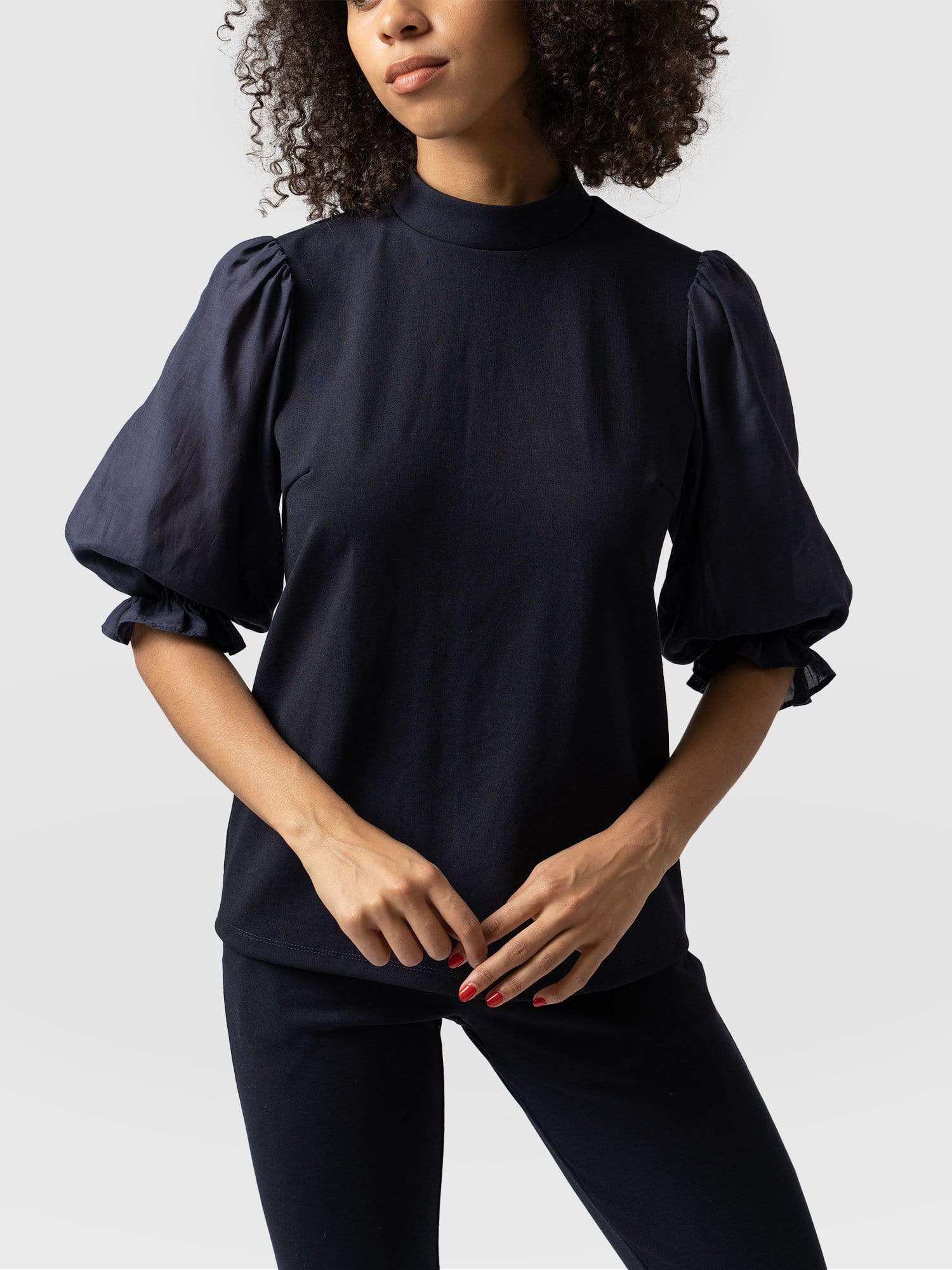 Penny Puff Sleeve Top - Navy