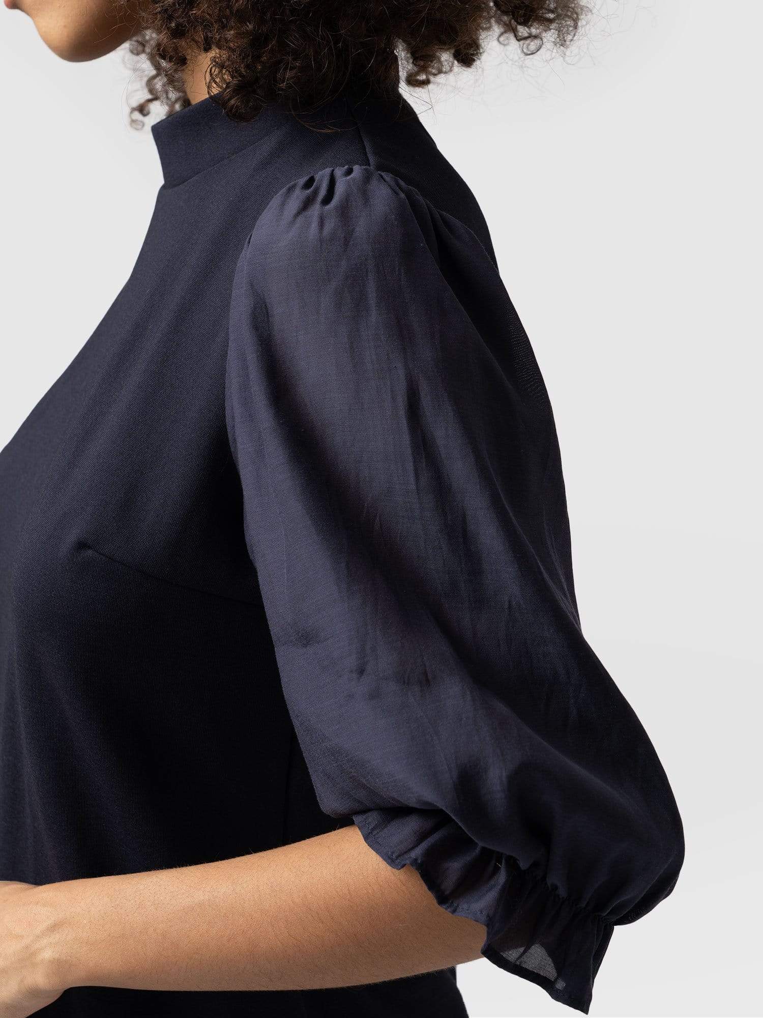 Penny Puff Sleeve Top Navy - Women's Tops | Saint + Sofia® UK