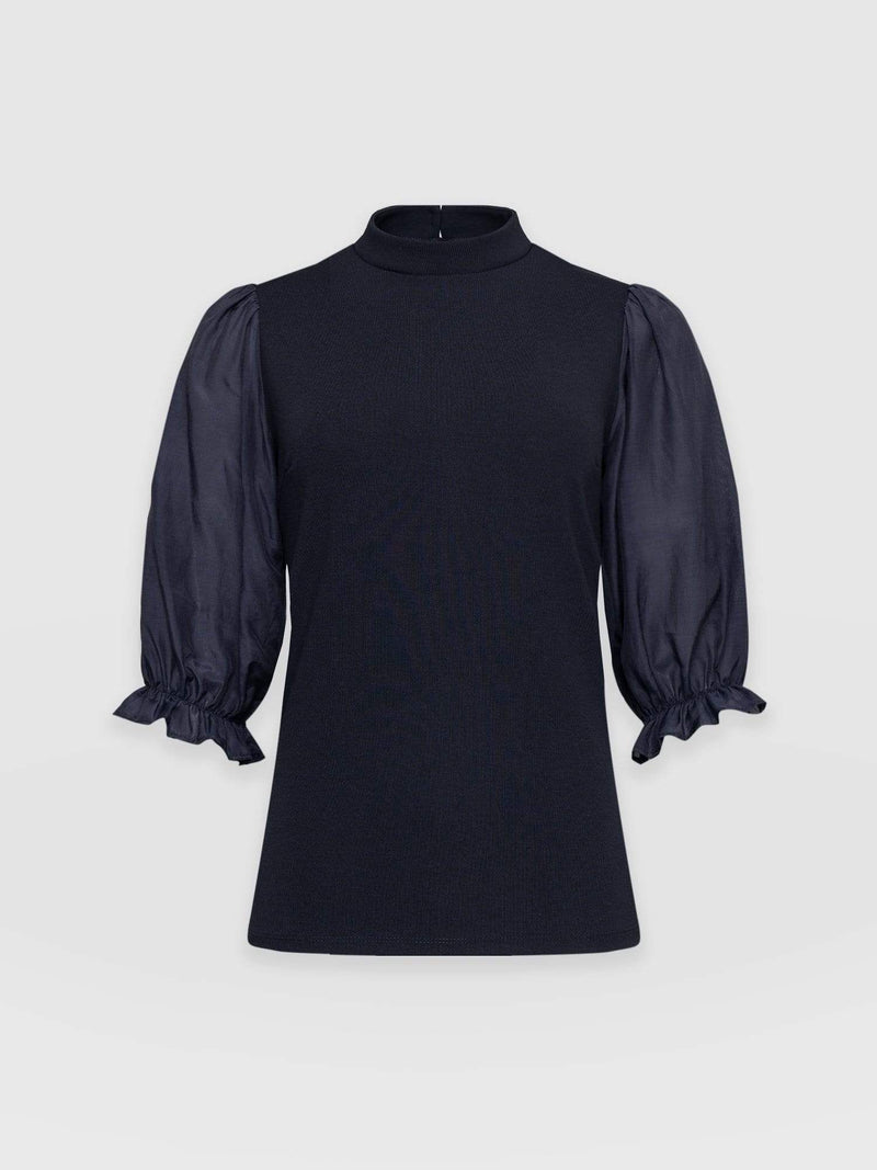 Penny Puff Sleeve Top - Navy