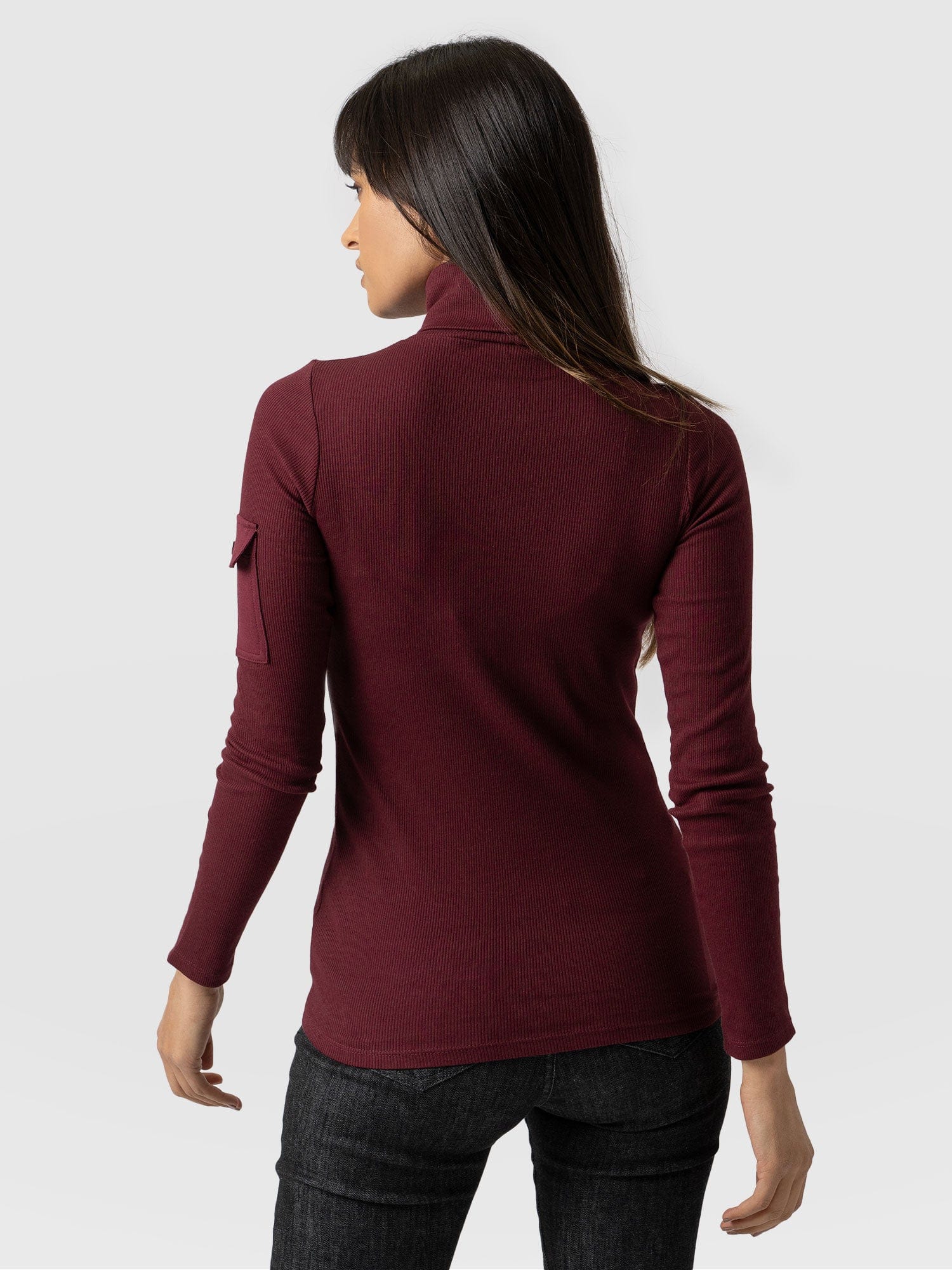 Pocket Roll Neck Burgundy - Women's Jumpers | Saint + Sofia® UK