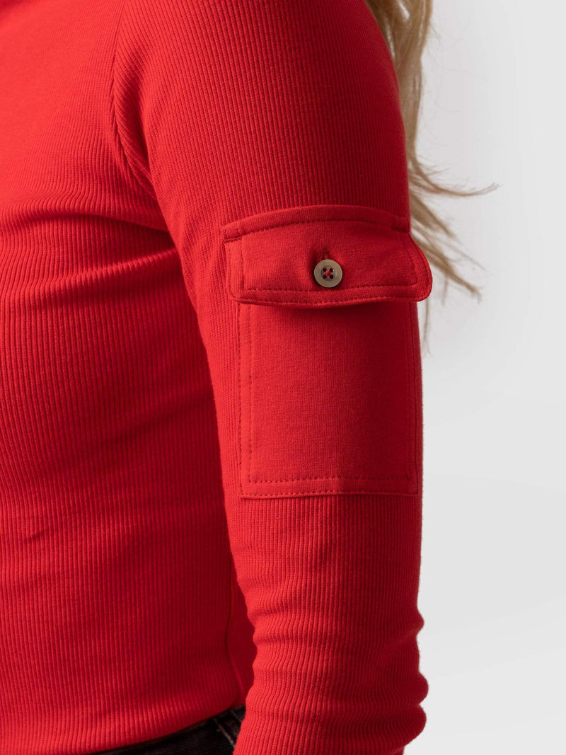 Pocket Roll Neck - Red