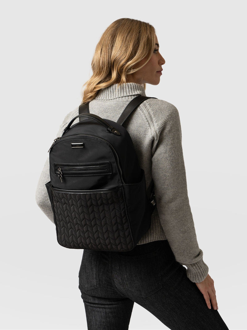 Quilted Nylon Backpack - Black