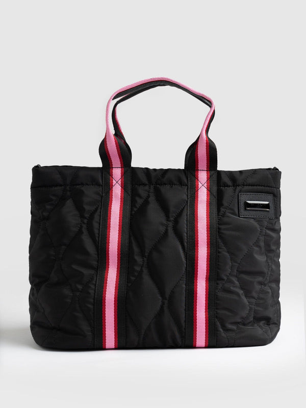 Quilted Tote Bag - Black/Pink