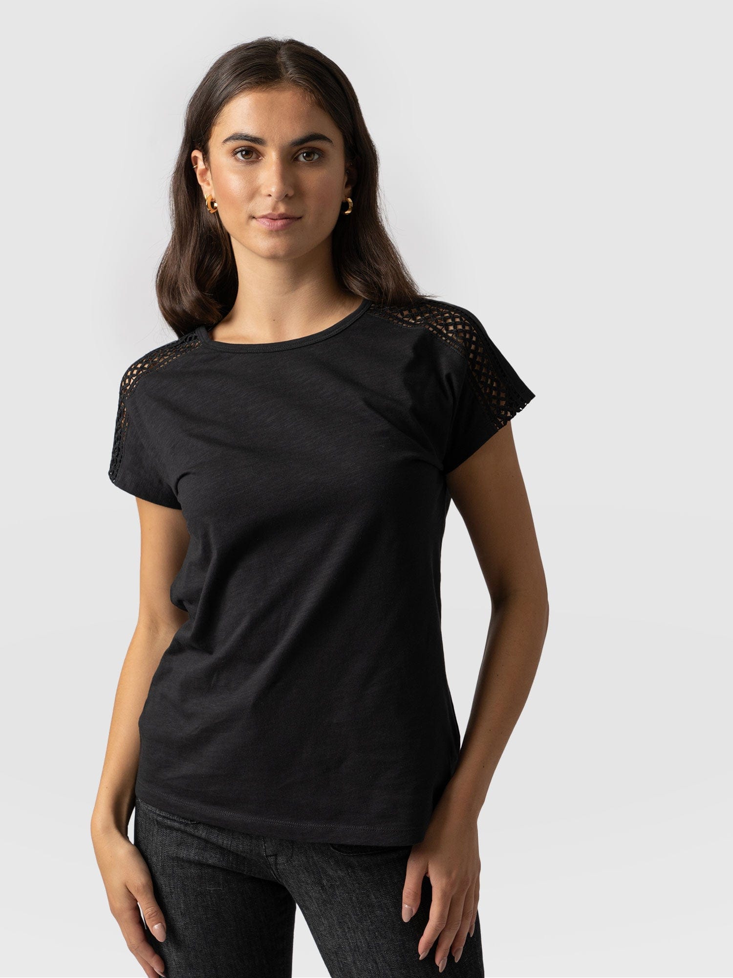 Reveal Lace Tee - Black