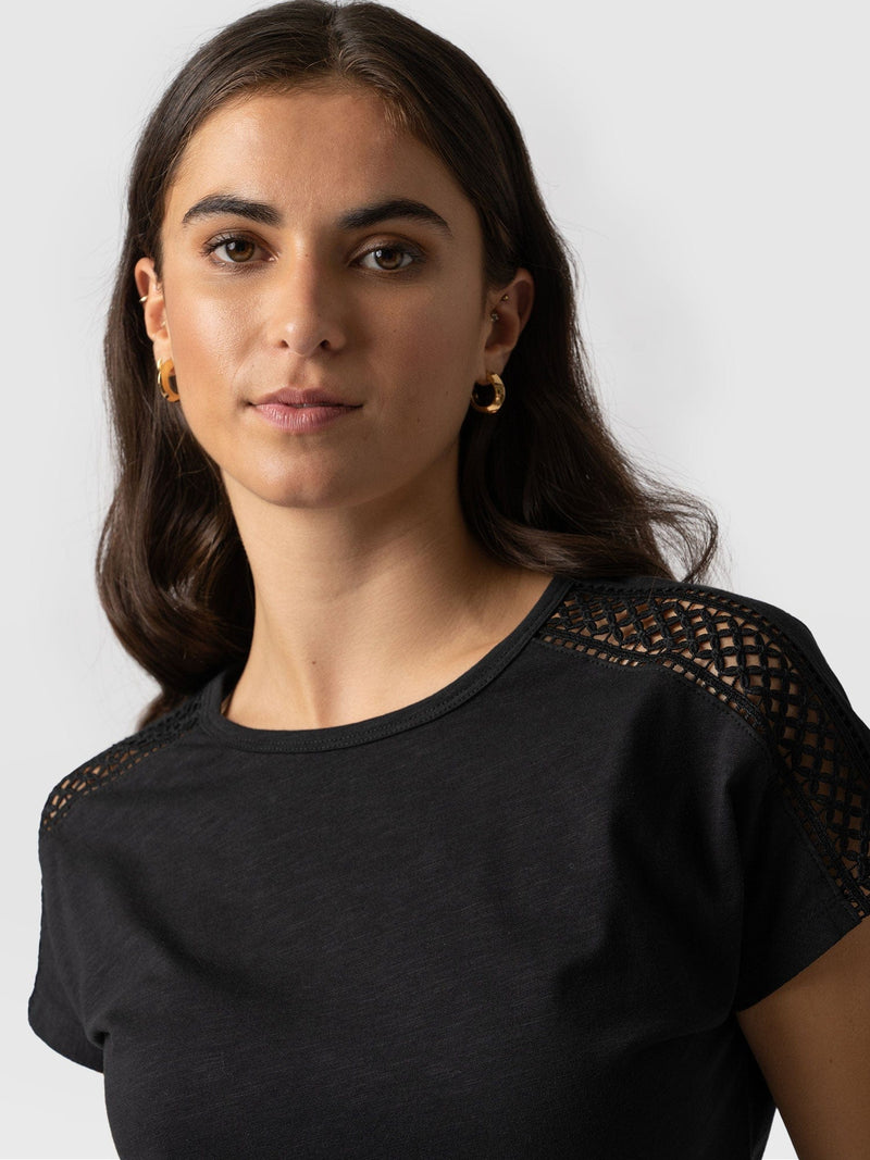 Reveal Lace Tee - Black