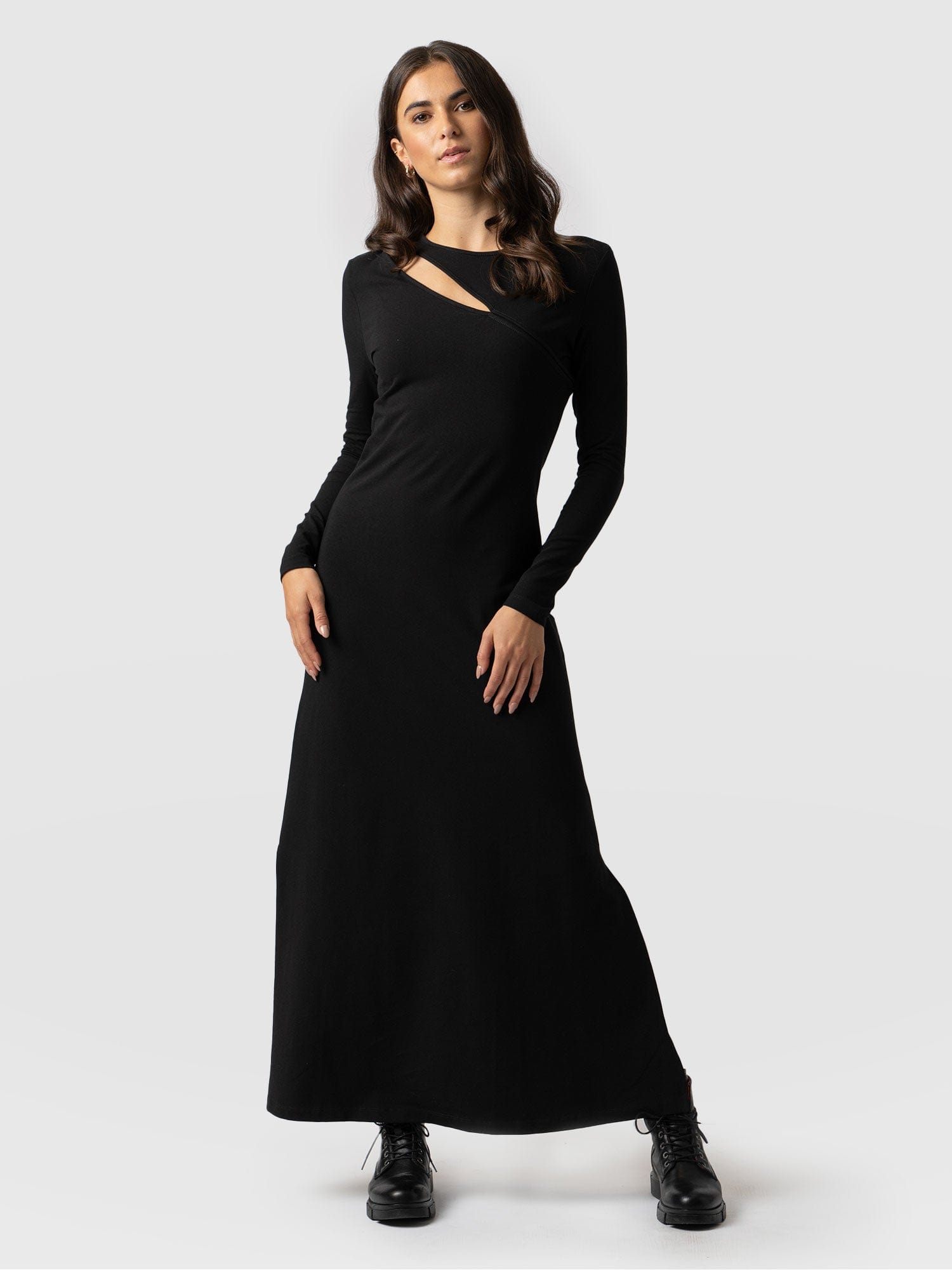 Black Long Prom Dress High Neck Sweetheart Formal Dress