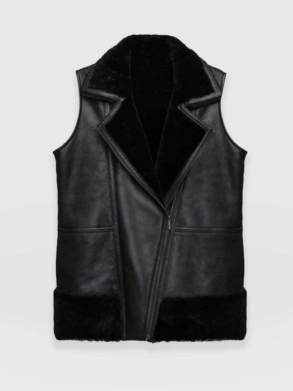 Ruby Reversible Shearling Gilet - Black