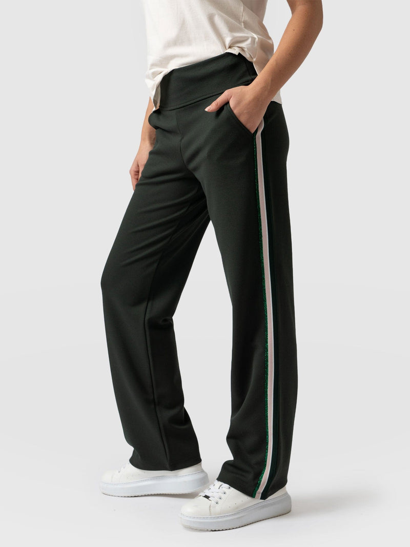 Runway Pant - Bottle Green with Green/Pink Lurex Tape