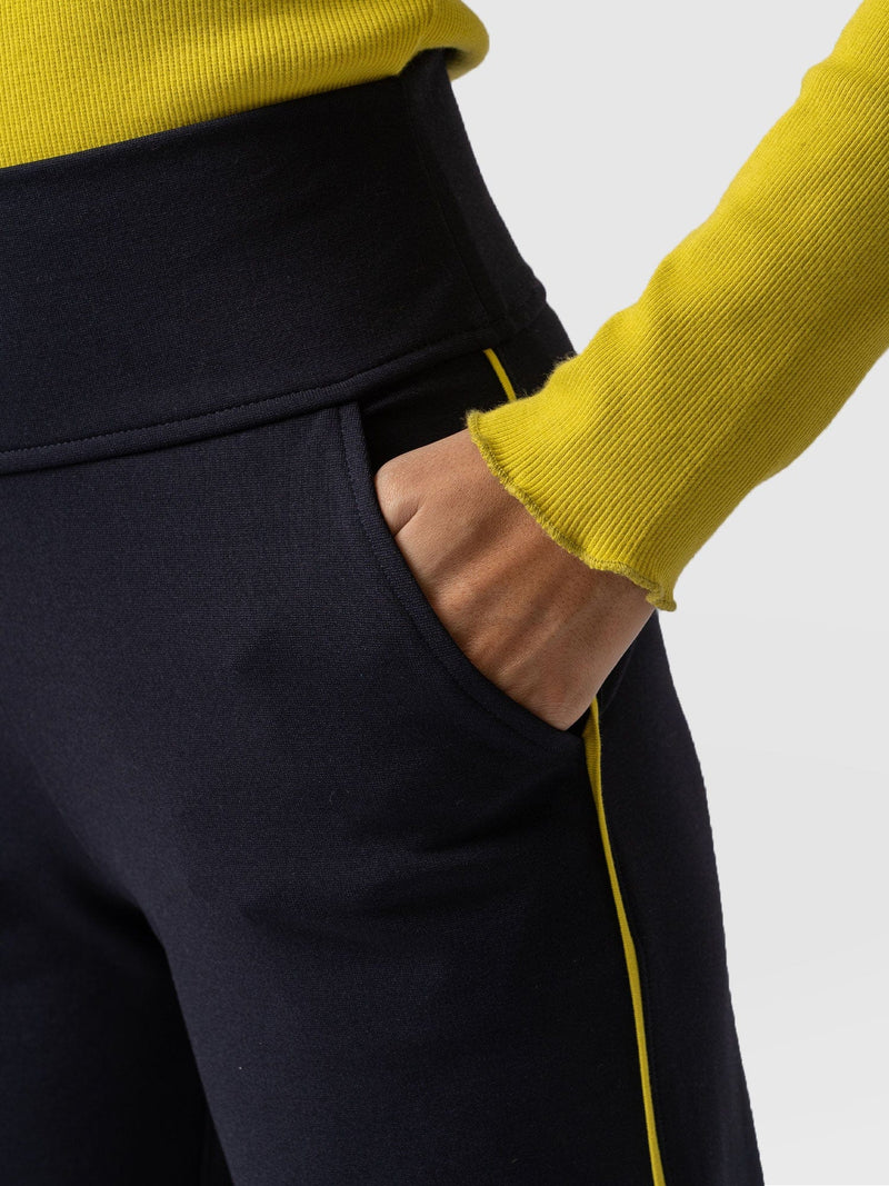 Runway Pant - Navy with Lime Piping