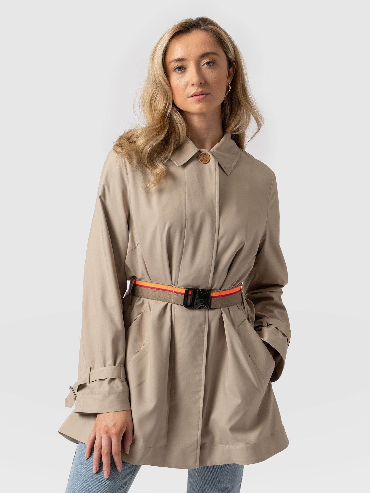 Beige short sale coat womens